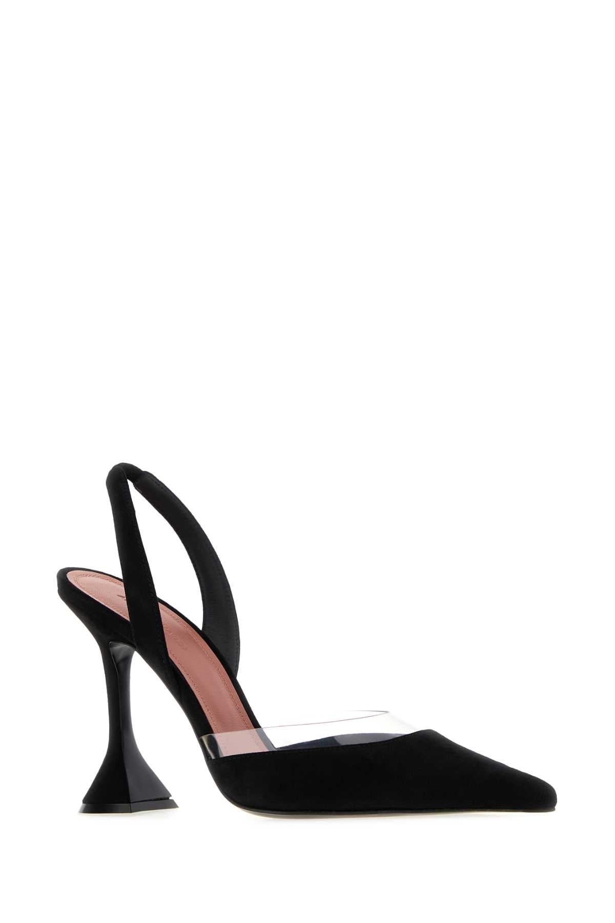 Amina Muaddi Women Black Suede Lara Pumps AMINA MUADDI
