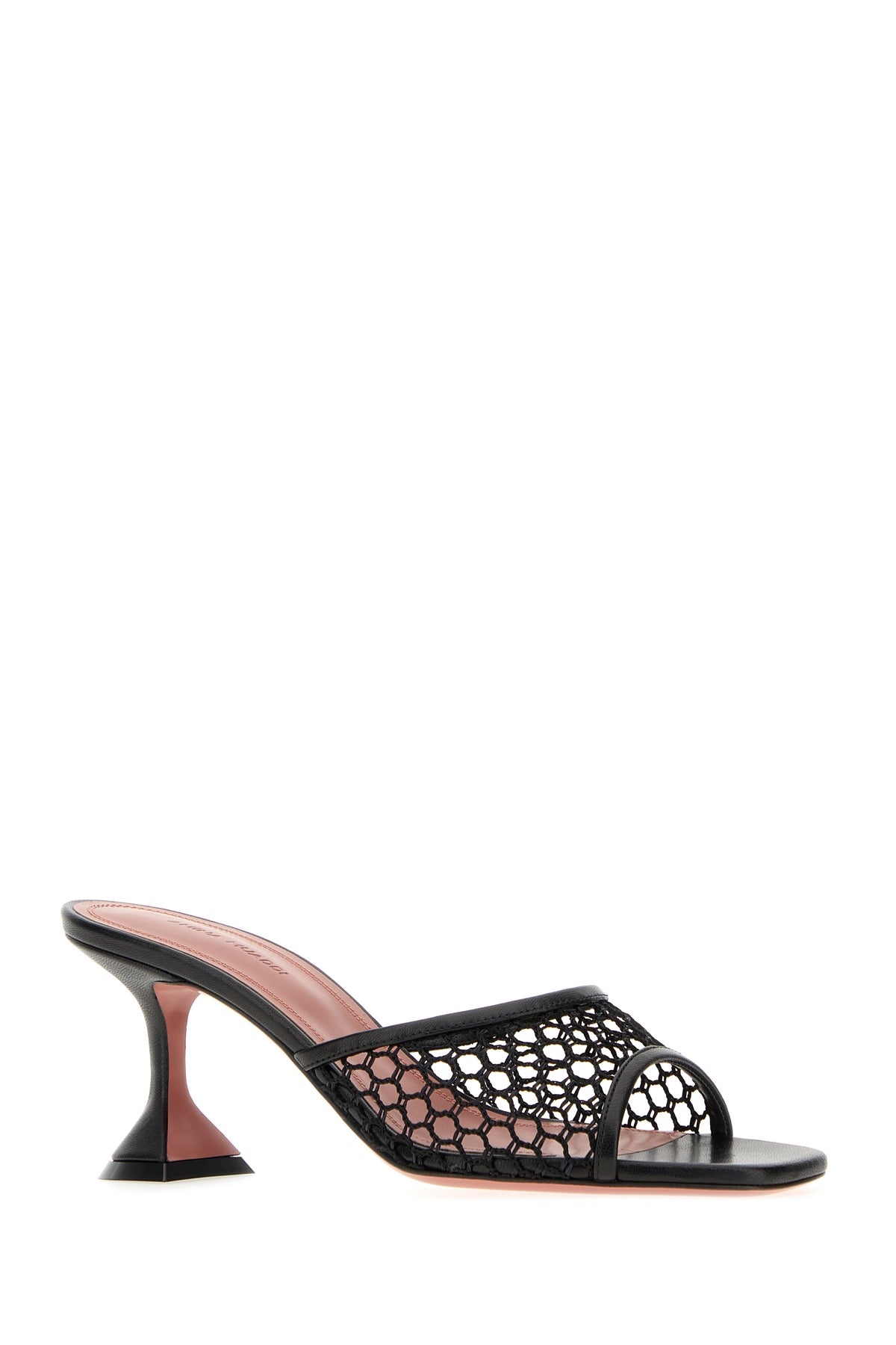 Amina Muaddi Women Black Leather And Mesh Lupita Net Mules AMINA MUADDI