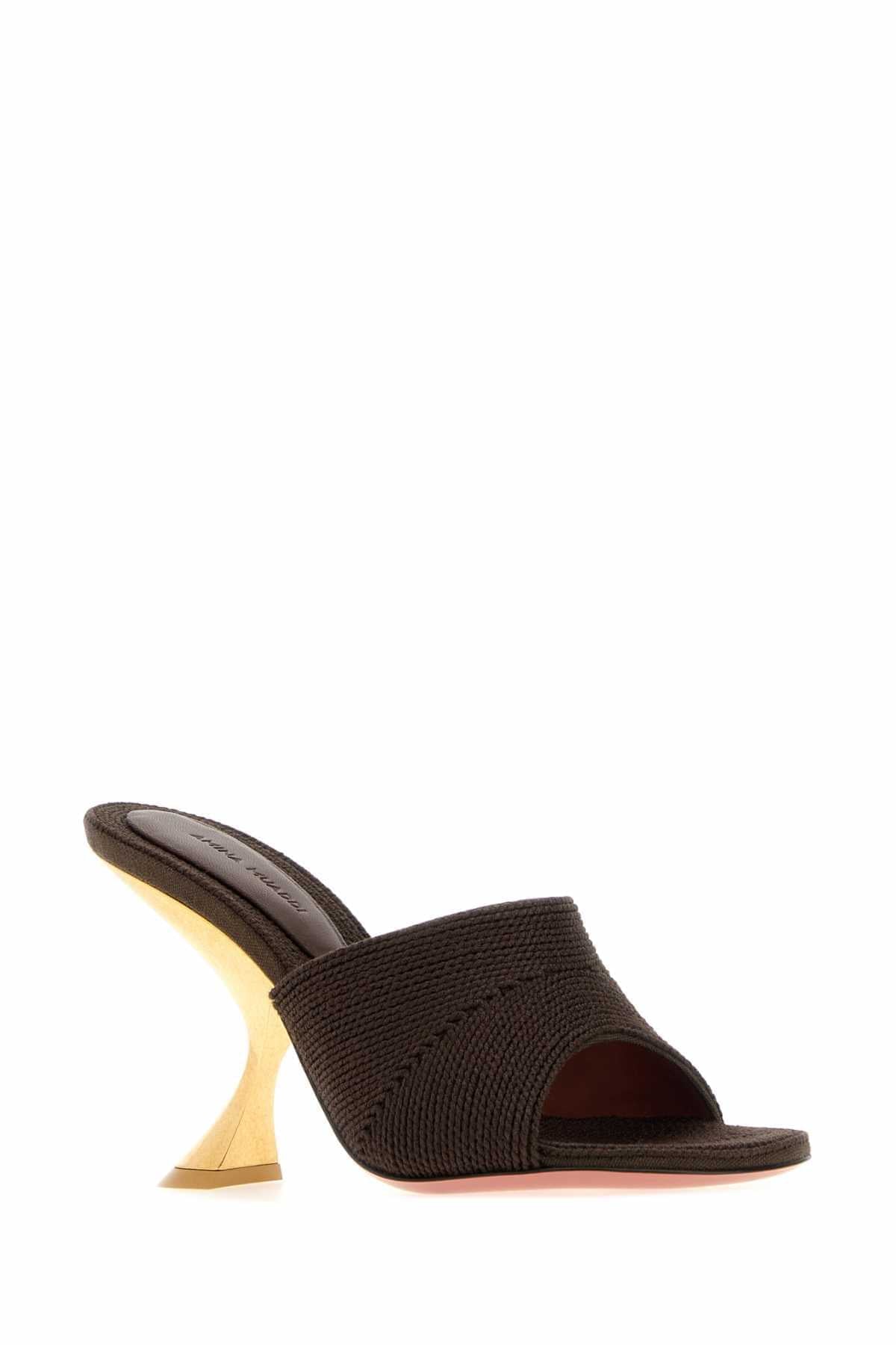 Amina Muaddi Women Brown Fabric Taylor Mules AMINA MUADDI