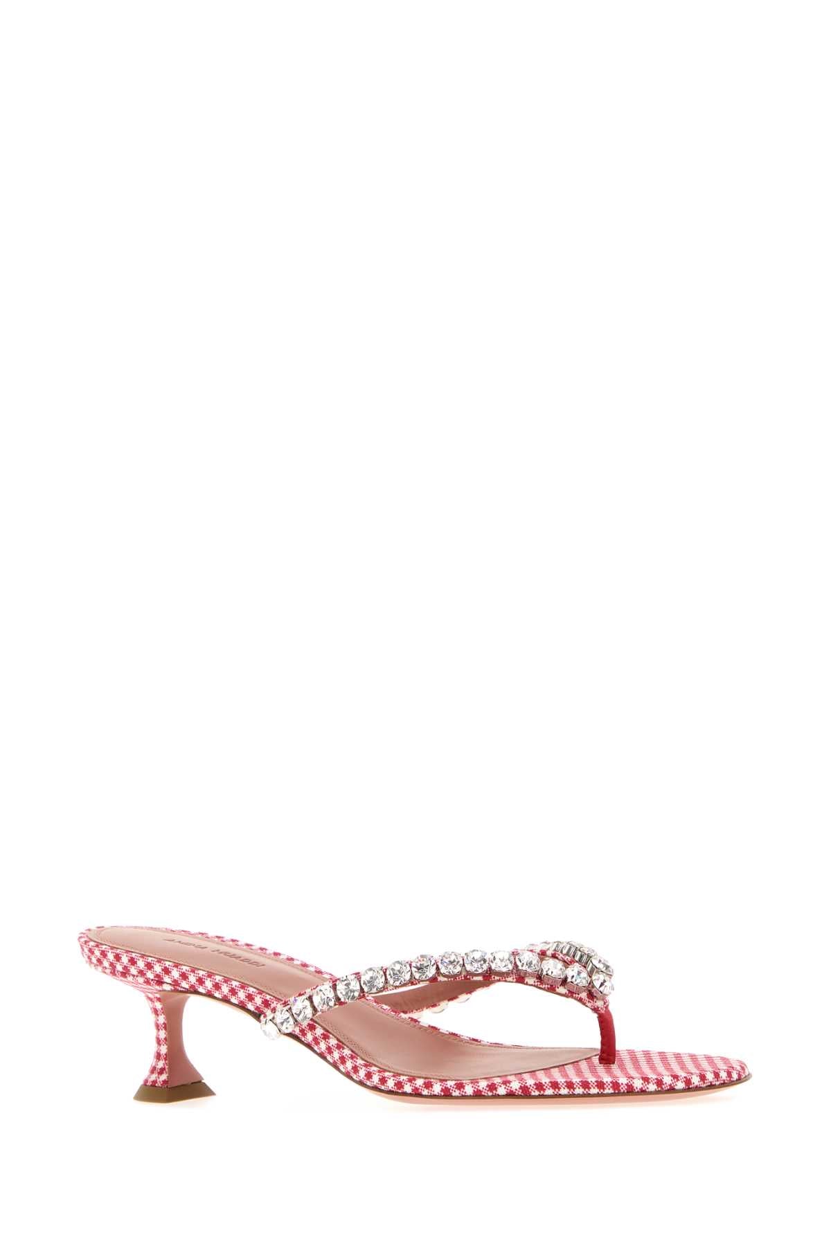 Amina Muaddi Women Embroidered Fabric Thong Mules AMINA MUADDI