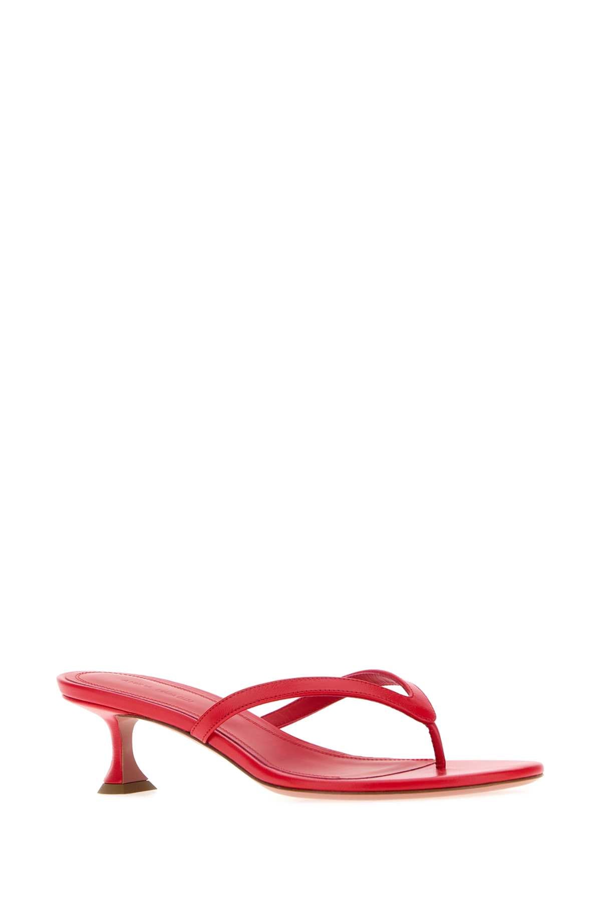 Amina Muaddi Women Red Nappa Leather Juliette Thong Mules AMINA MUADDI
