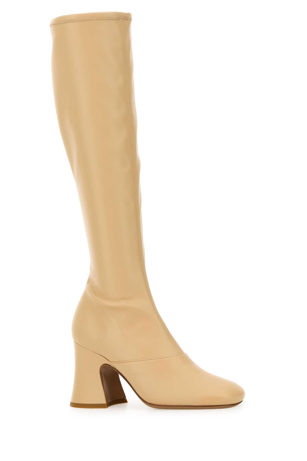 Chloe Women Cream Synthetic Leather Janis Boots CHLOE
