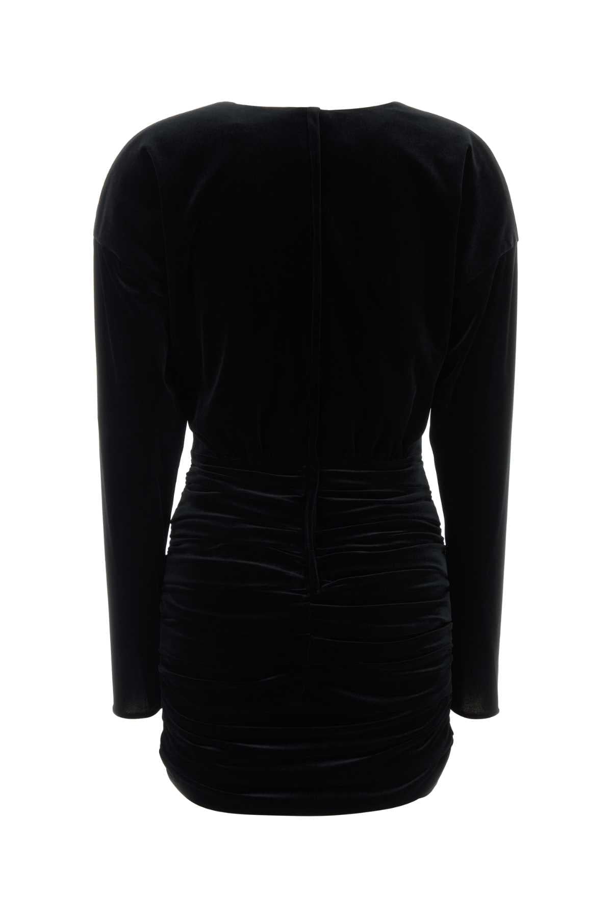 Dolce & Gabbana Women Black Velvet Mini Dress DOLCE & GABBANA