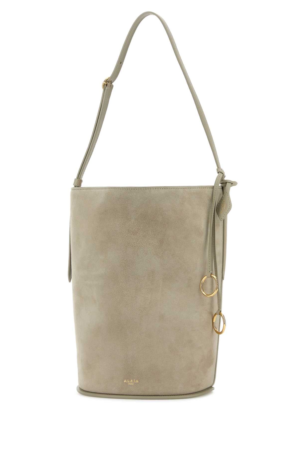 Alaia Women Dove Grey Suede Bucket Bag ALAIA