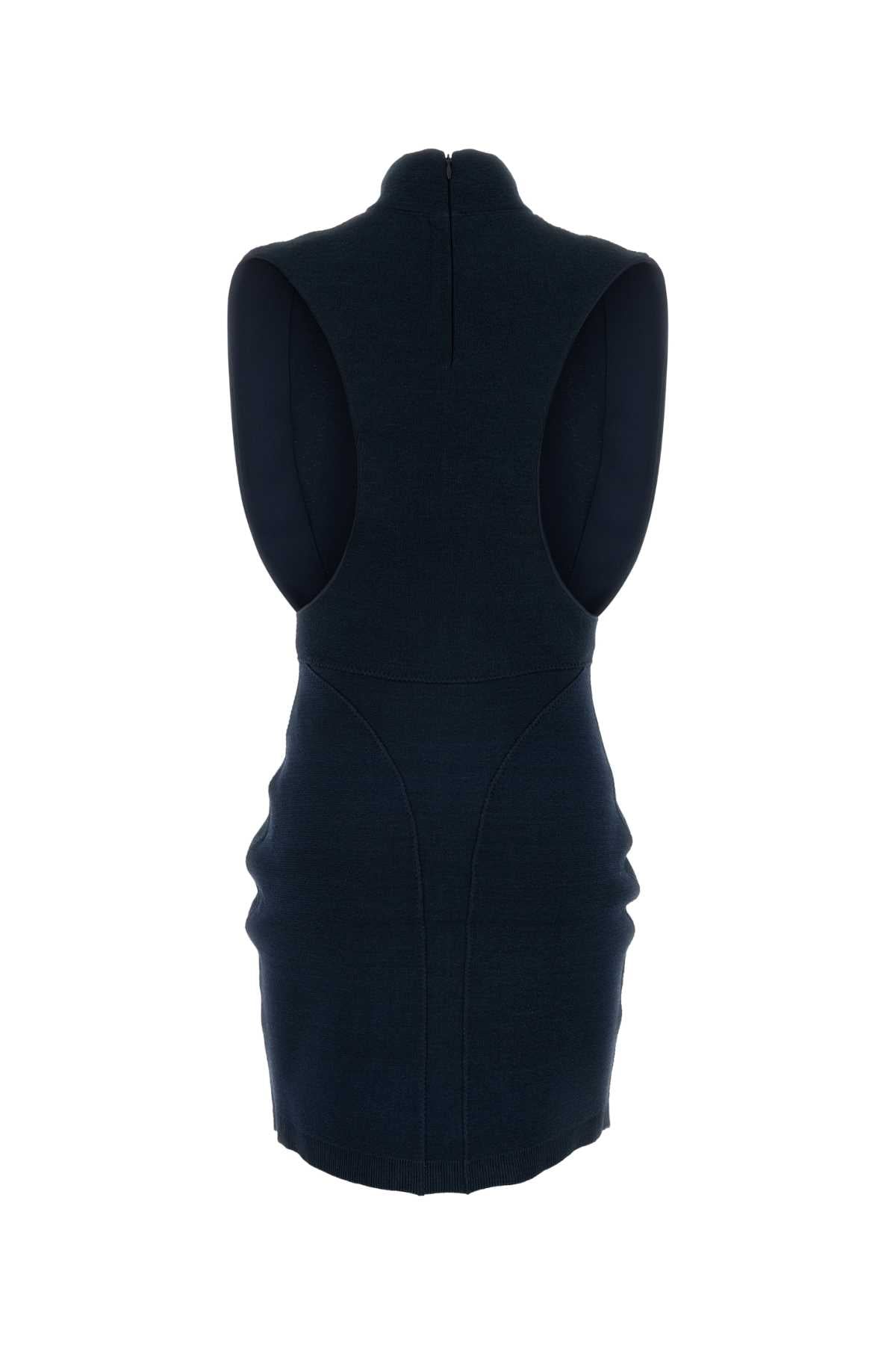 Alaia Women Navy Blue Stretch Viscose Blend Mini Dress ALAIA