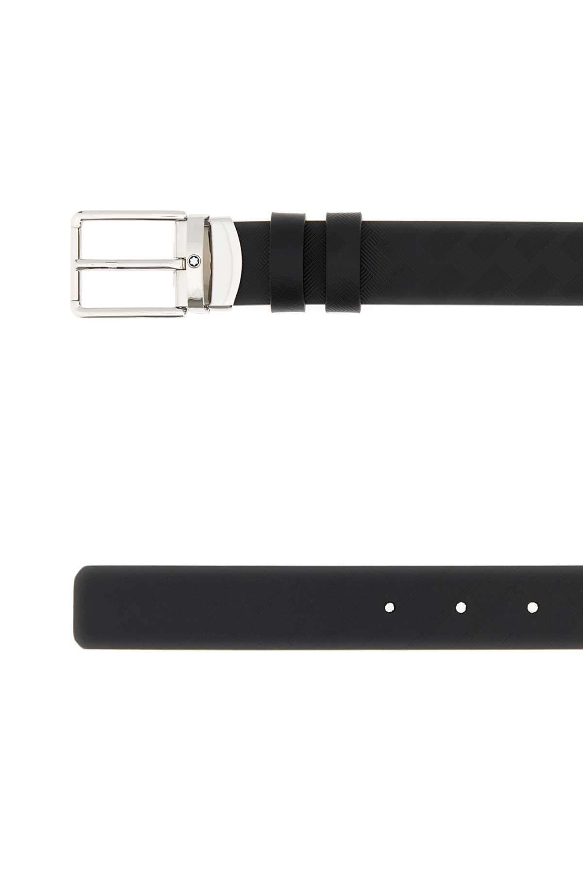 Montblanc Men Black Leather Reversible Belt MONTBLANC