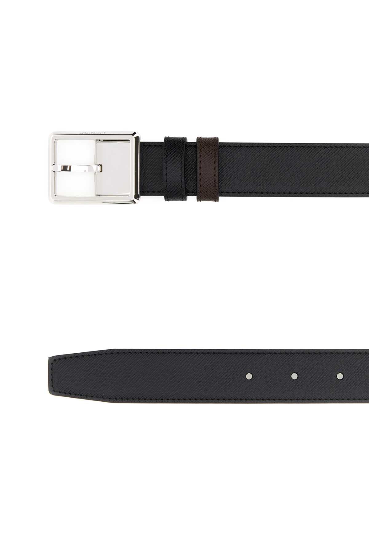 Montblanc Men Black Leather Reversible Belt MONTBLANC