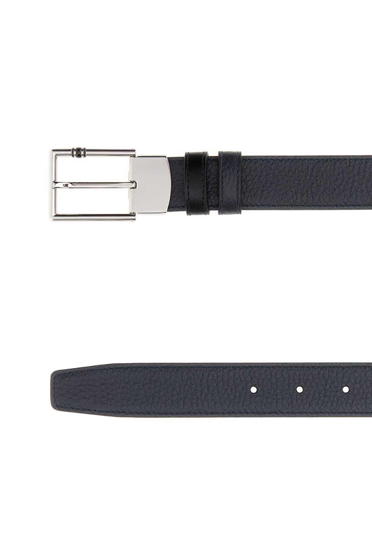 Montblanc Men Midnight Blue Leather Reversible Belt MONTBLANC