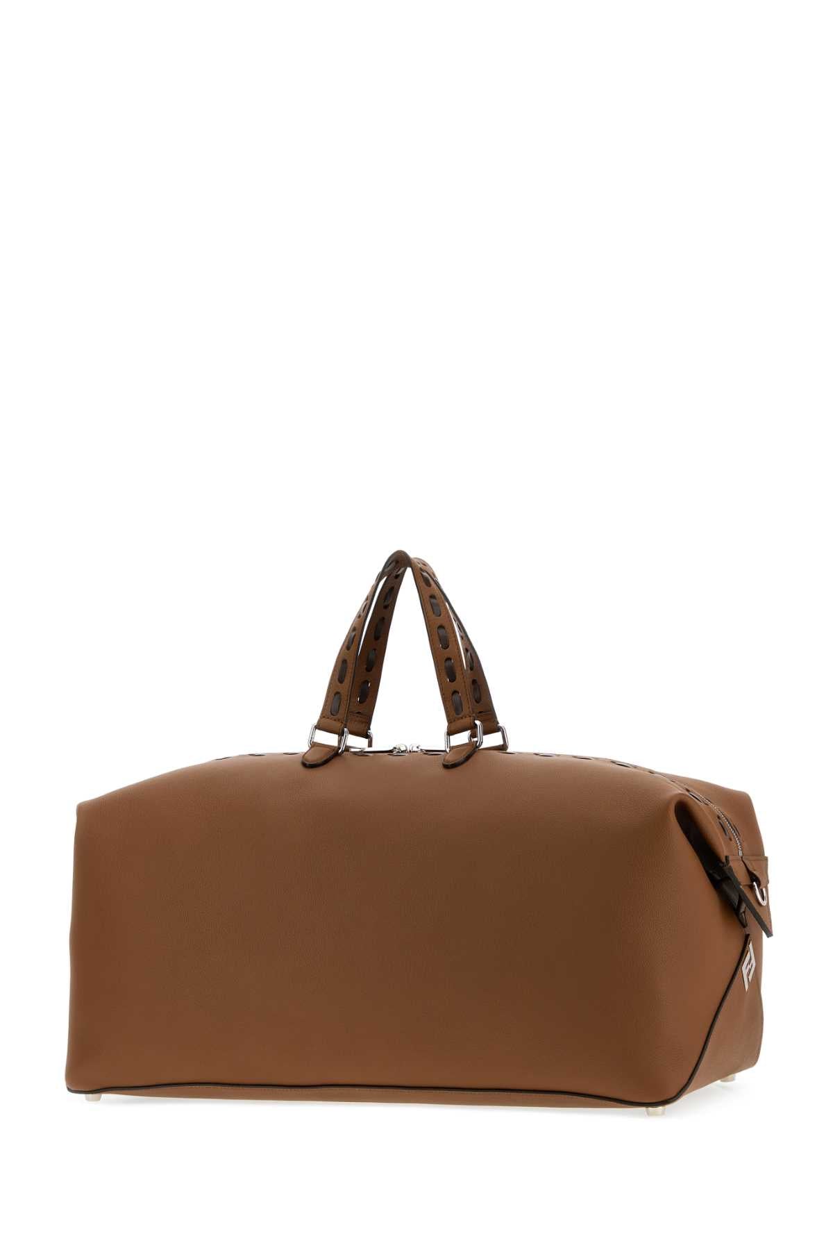 Fendi Men Brown Leather Fendi Lui 55 Shopping Bag FENDI