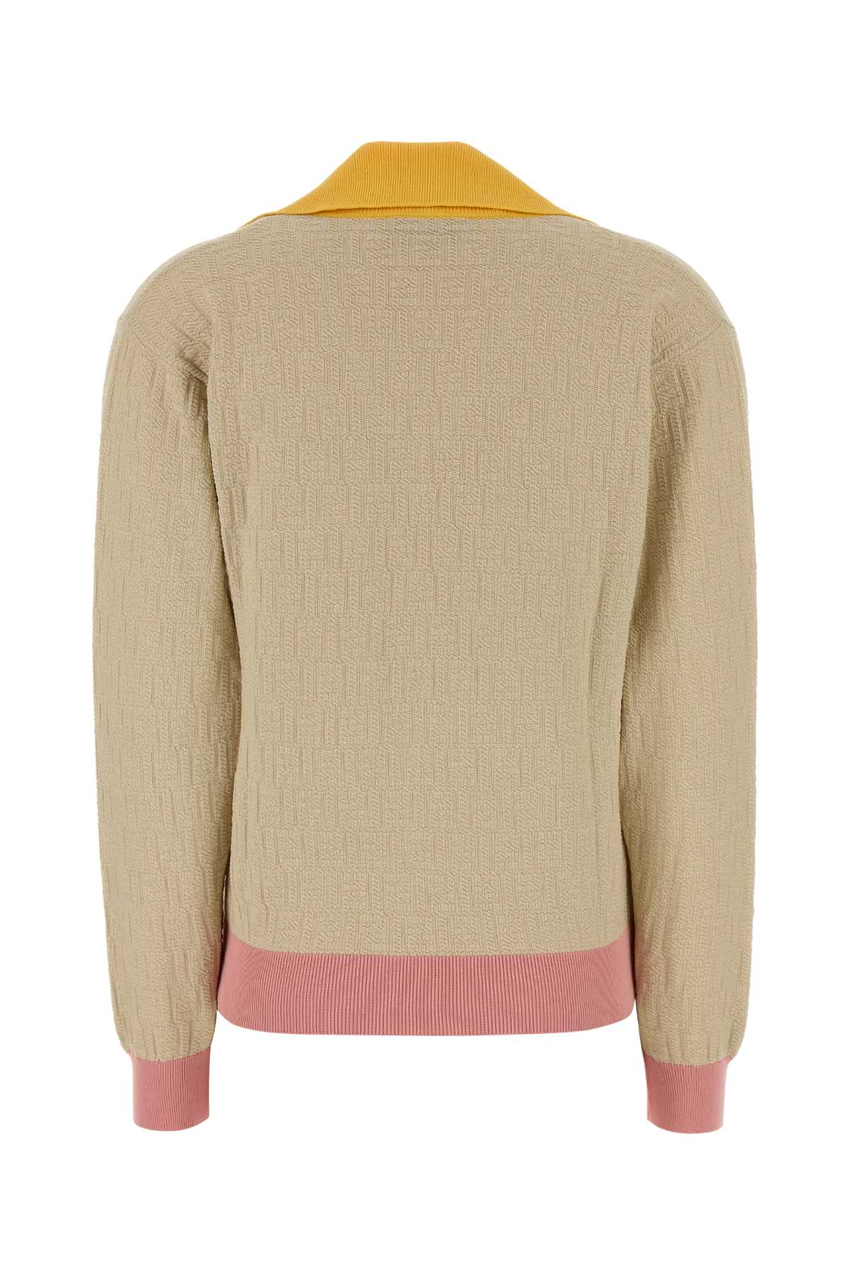 Fendi Women Sand Stretch Cotton Blend Polo Shirt FENDI
