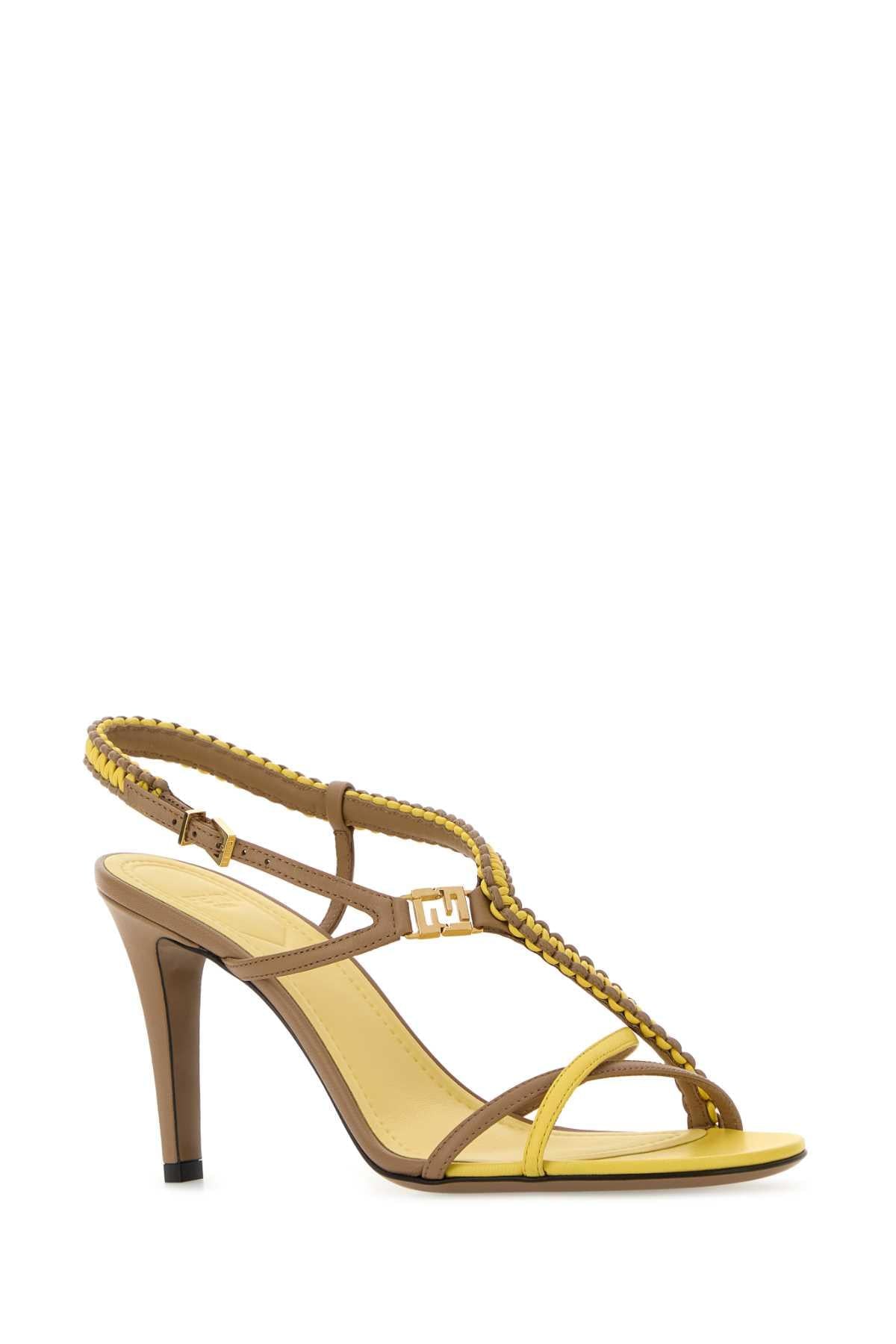 Fendi Women Two-Tone Leather Ffold Sandals FENDI