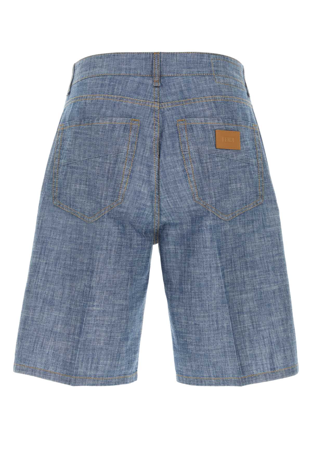 Fendi Men Light Blue Chambray Bermuda Shorts FENDI
