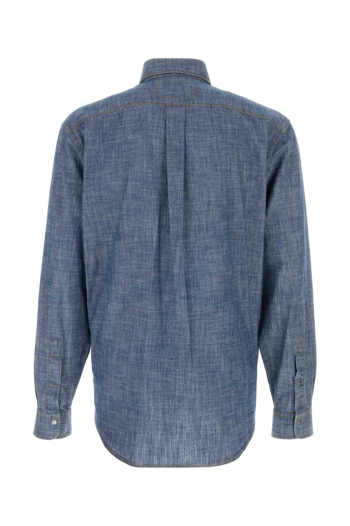 Fendi Men Light-Blue Chambray Shirt FENDI
