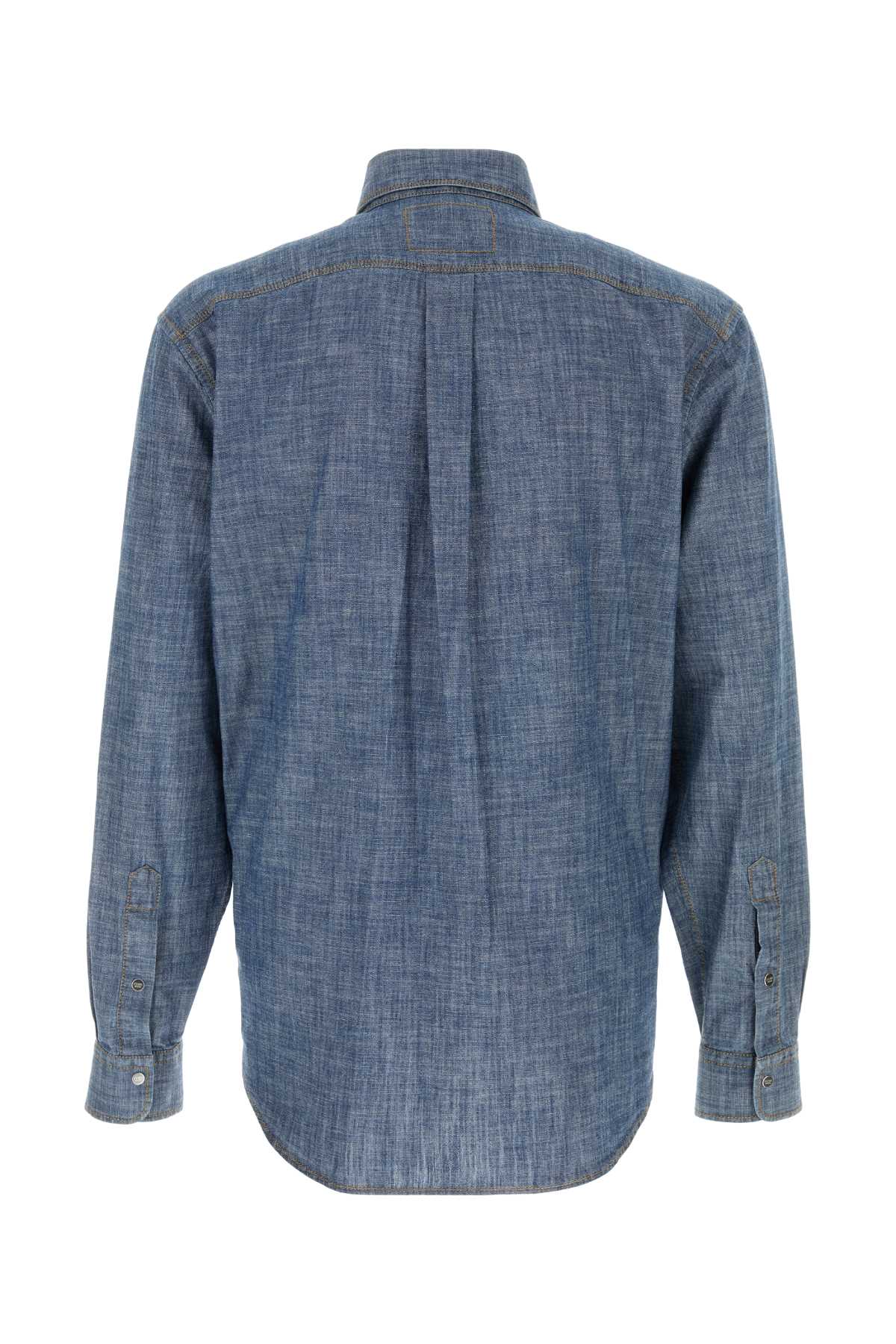 Fendi Men Light-Blue Chambray Shirt FENDI