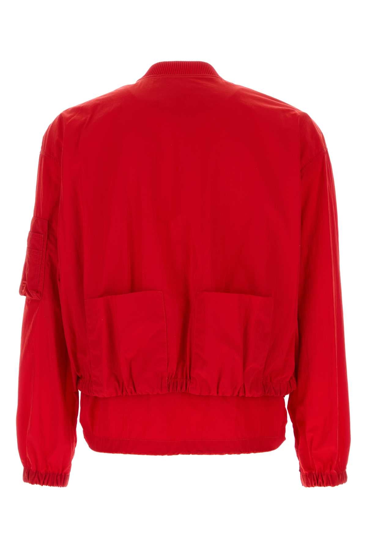 Fendi Men Red Nylon Bomber Jacket FENDI