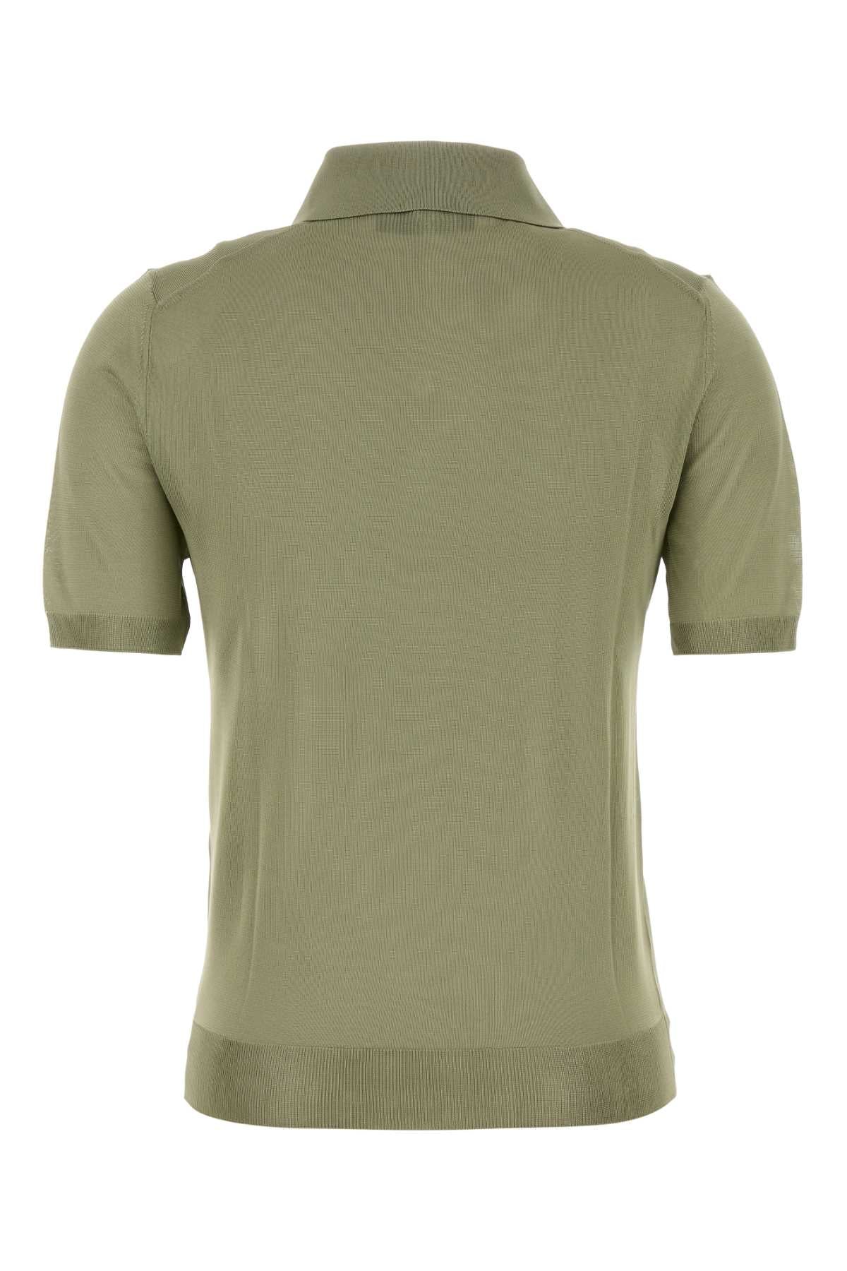 Fendi Women Sage Green Stretch Viscose Blend Polo Shirt FENDI