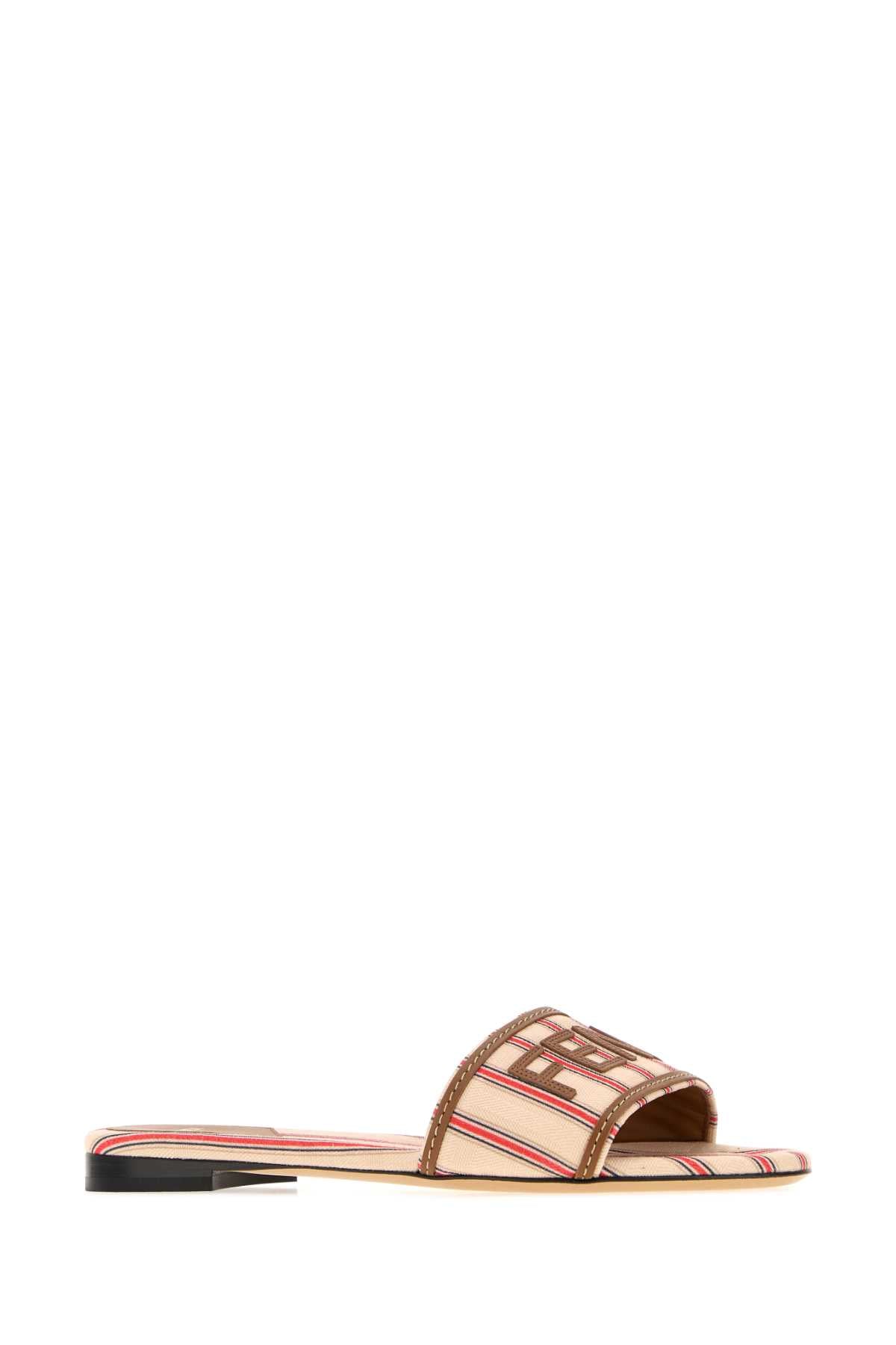 Fendi Women Embroidered Canvas Fendi Sunshine Slippers FENDI