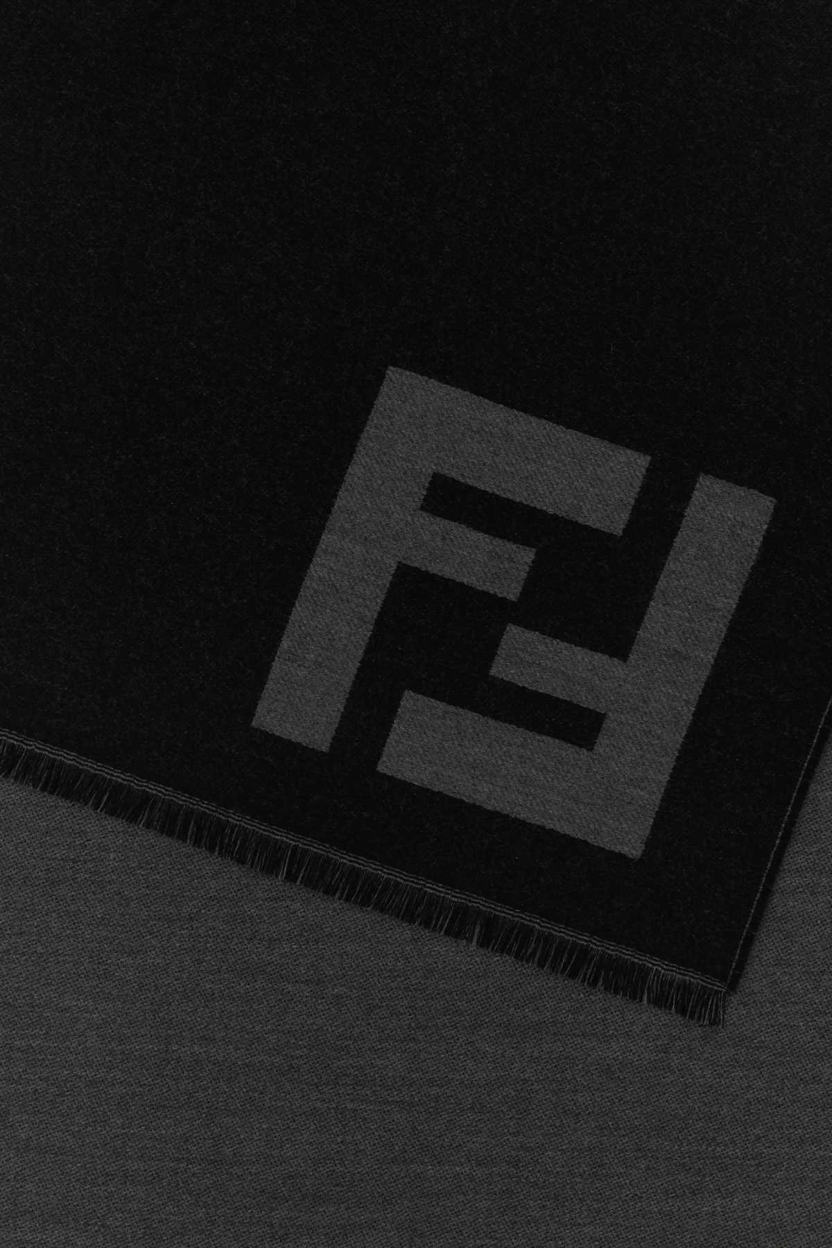 Fendi Men Black Wool Scarf FENDI