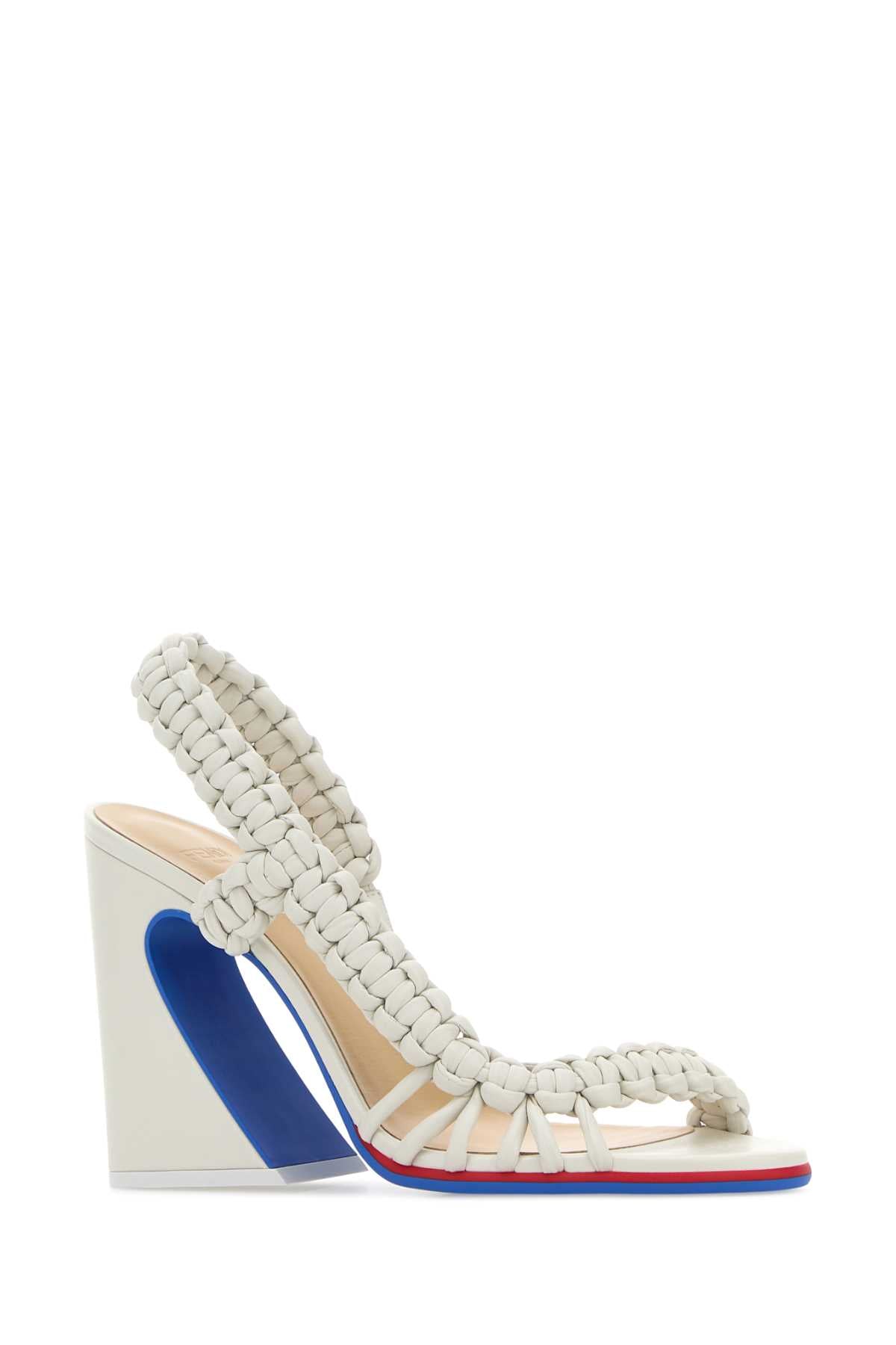 Fendi Women White Leather Fendi Arc Sandals FENDI