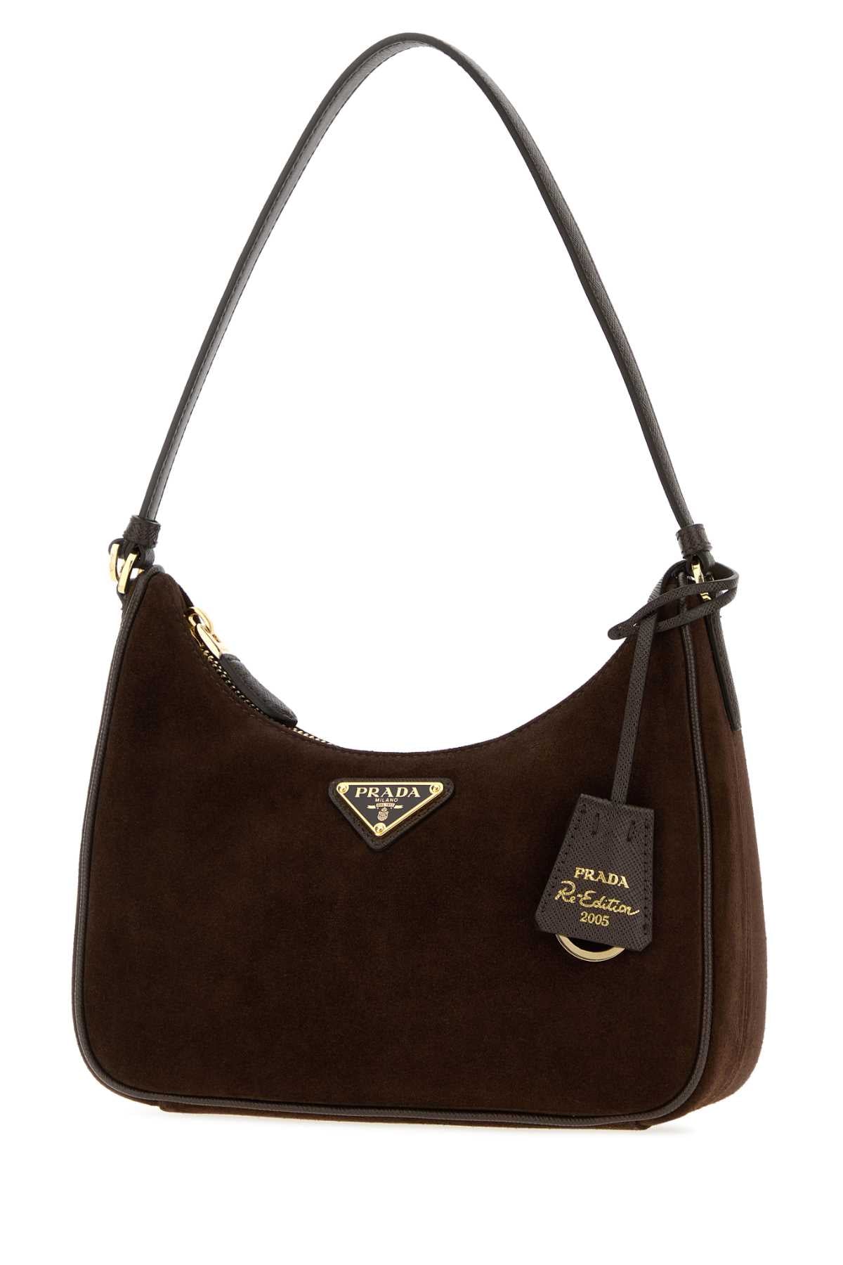 Prada Women Brown Suede Prada Re-Edition 2005 Shoulder Bag PRADA
