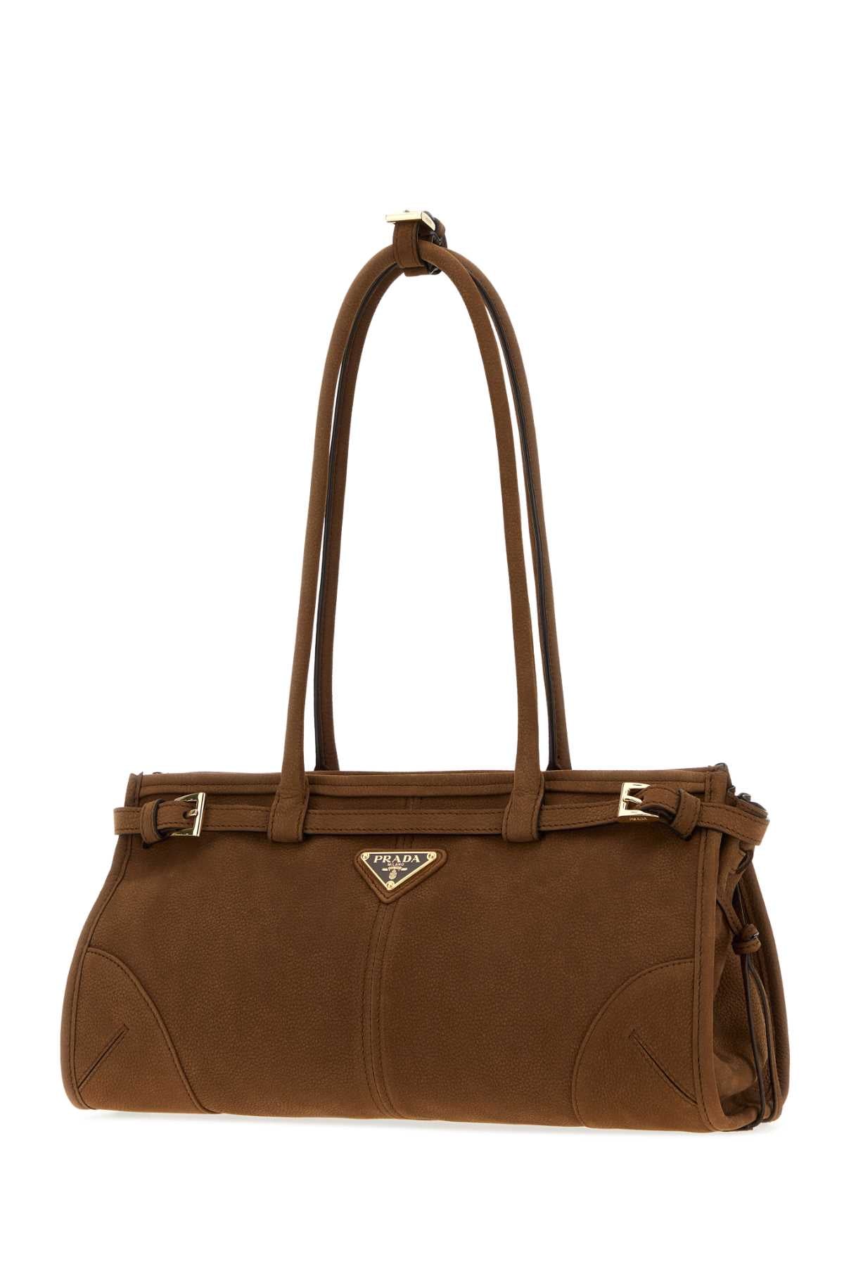 Prada Women Brown Nabuk Prada Bonnie Shoulder Bag PRADA