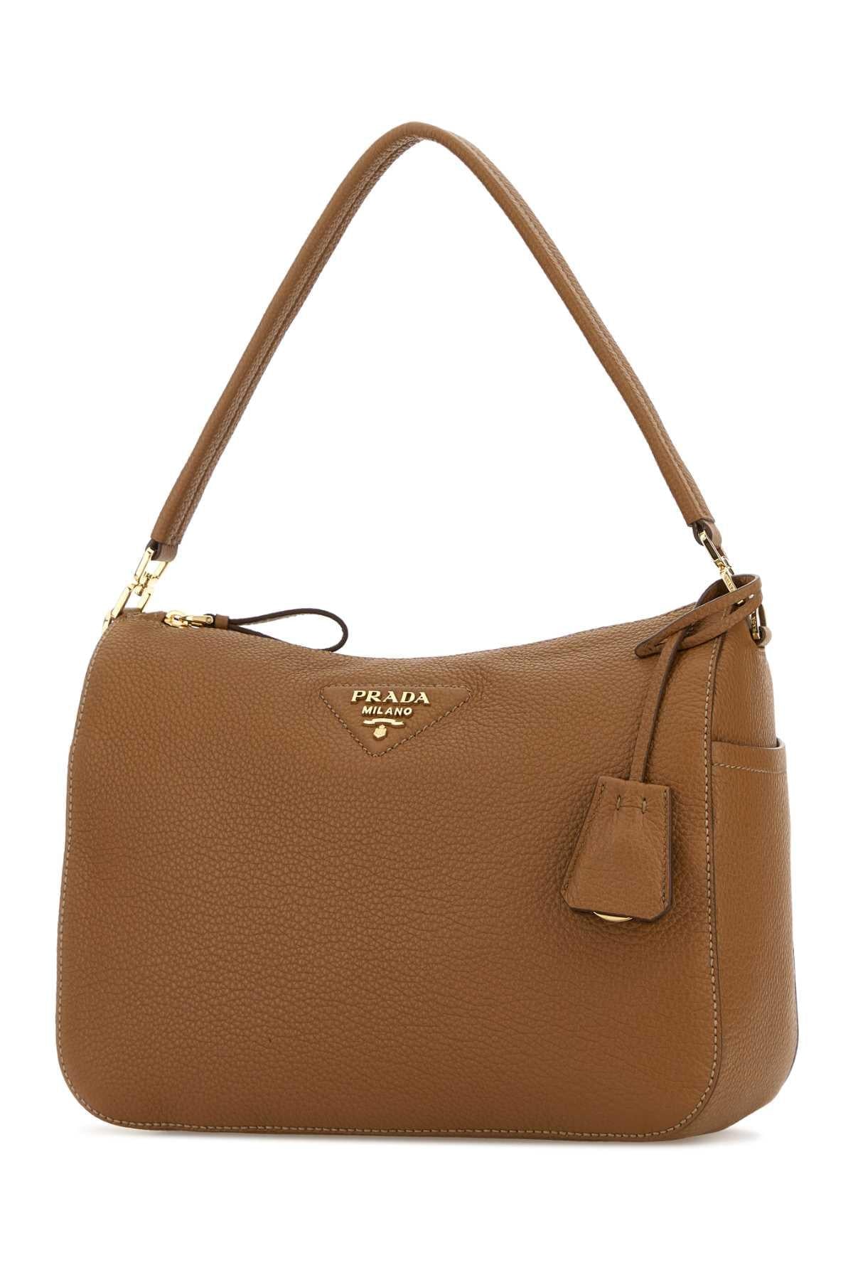 Prada Women Camel Leather Medium Shoulder Bag PRADA
