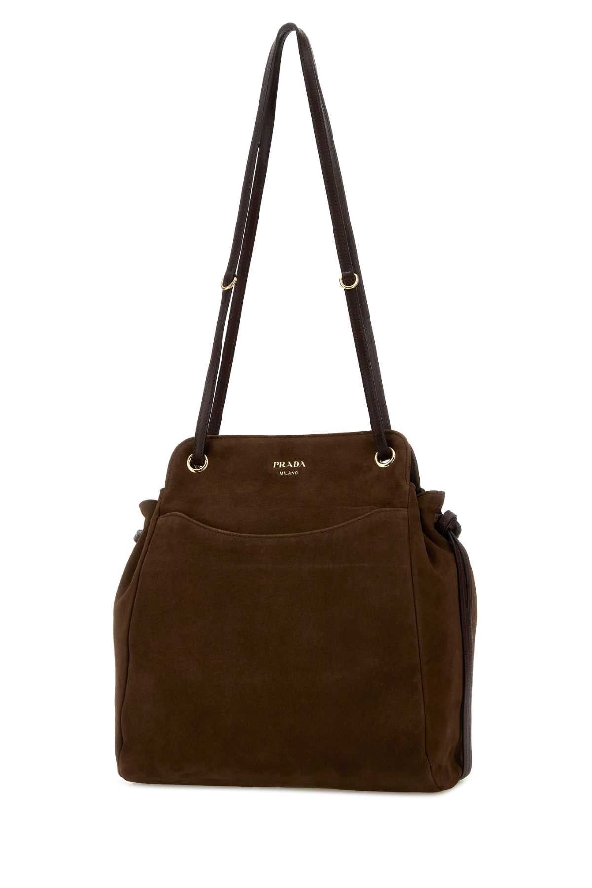 Prada Women Brow Suede Medium Prada Carry Bucket Bag PRADA