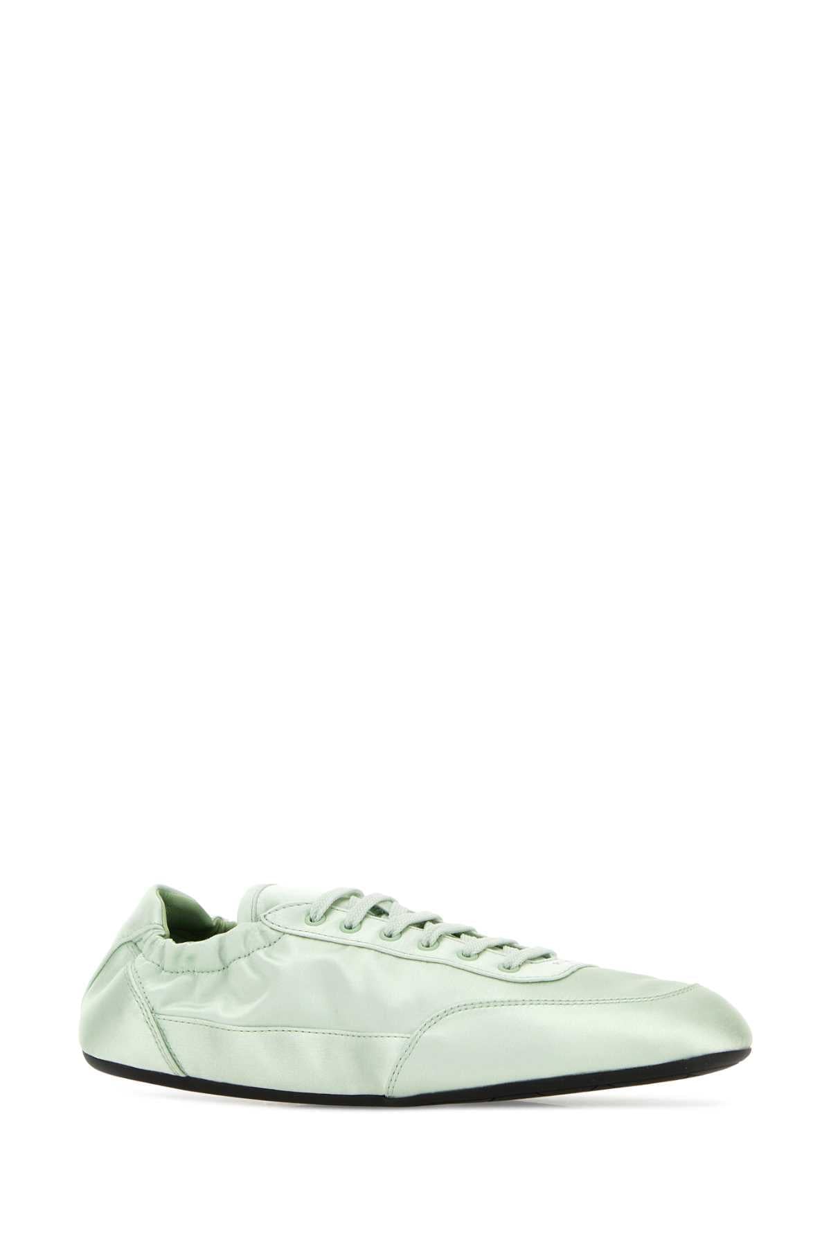 Prada Women Mind Green Satin Collapse Sneakers PRADA