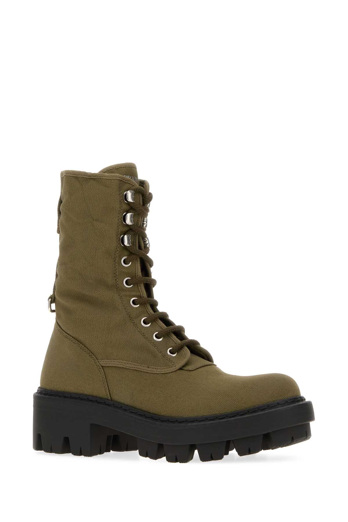 Prada Women Olive Green Canvas Boots PRADA