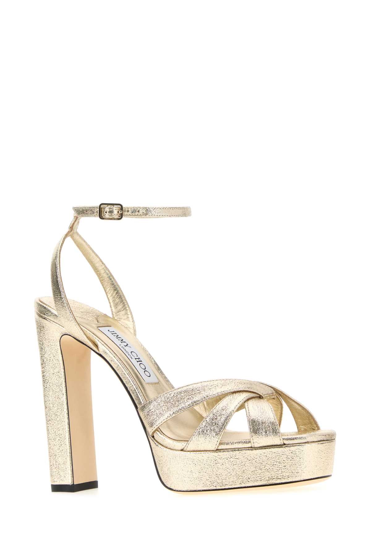 Jimmy Choo Women Gold Fabric Kove 120 Sandals JIMMY CHOO