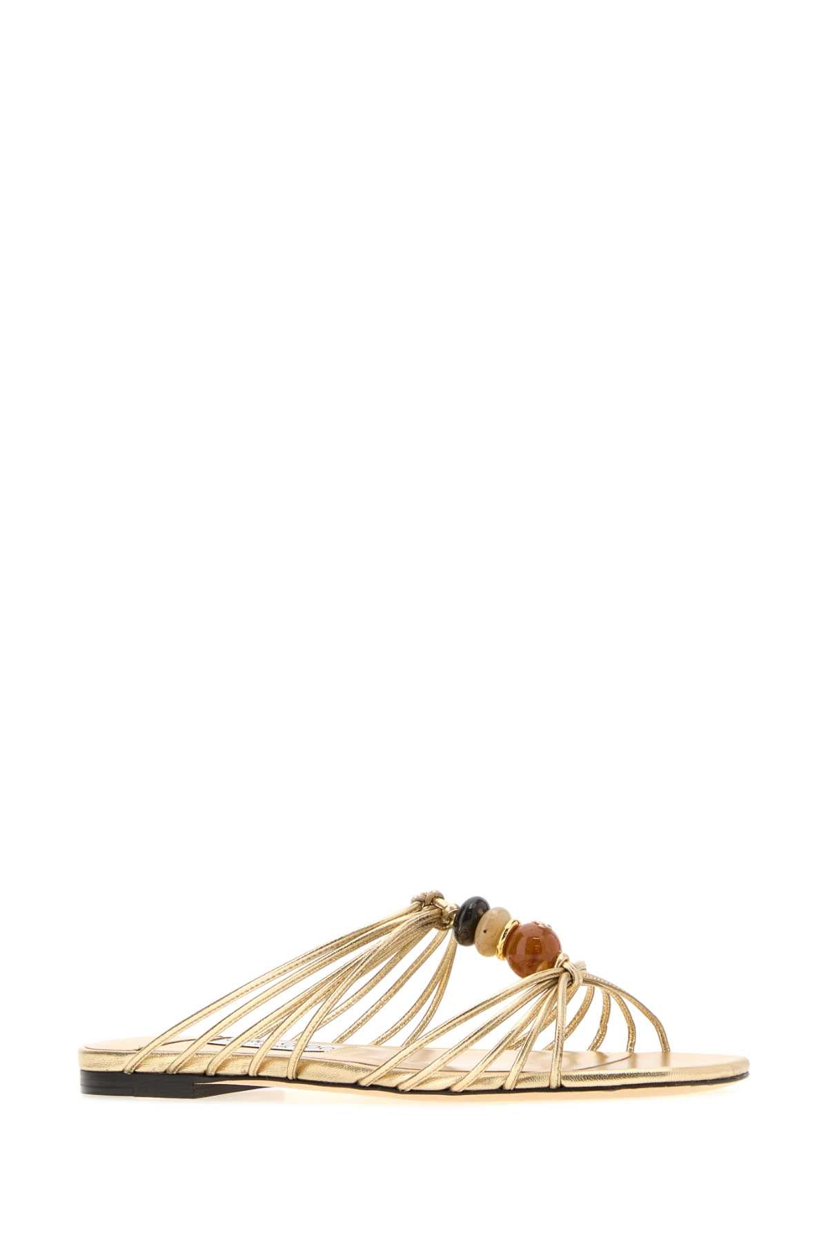 Jimmy Choo Women Gold Nappa Leather Lova Slippers JIMMY CHOO
