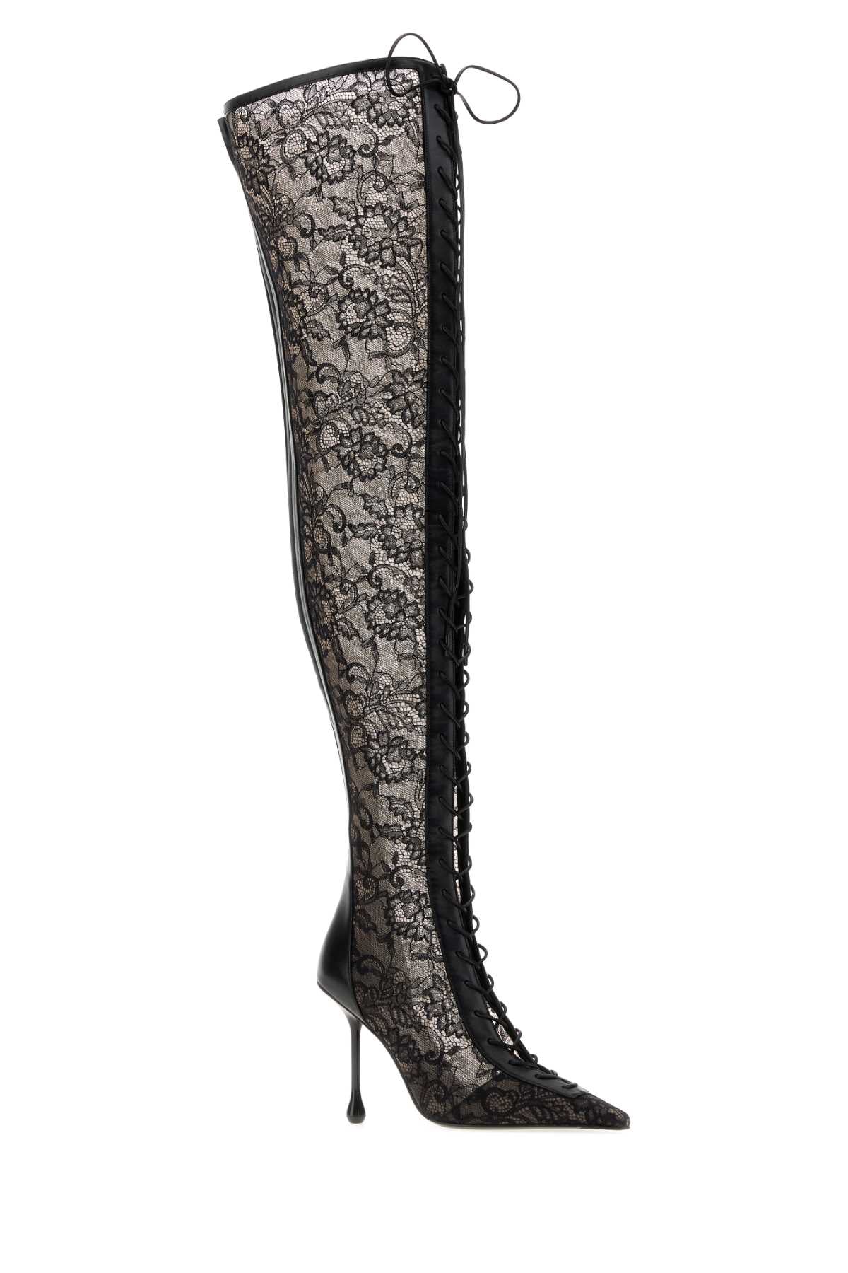 Jimmy Choo Women Black Lace And Nappa Leather Scarlett Boots JIMMY CHOO