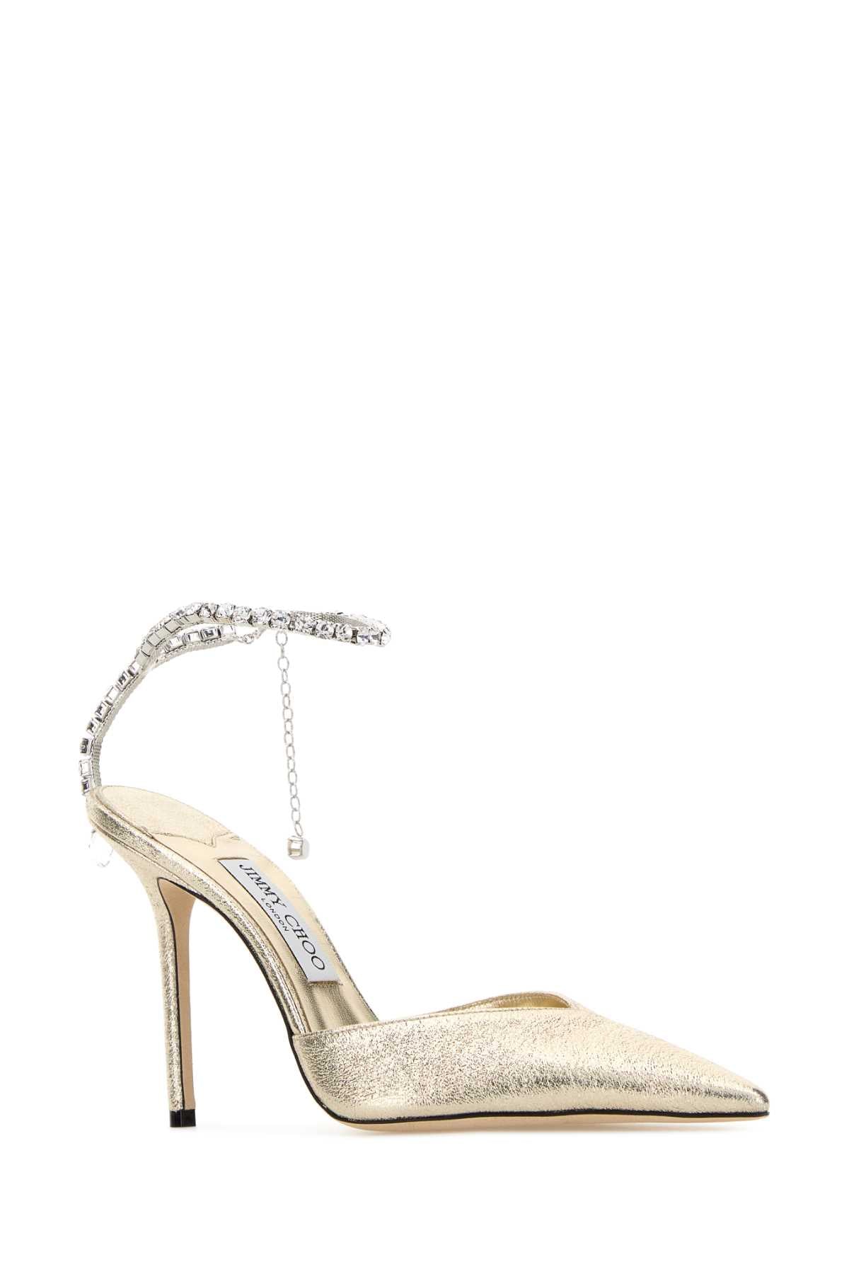Jimmy Choo Women Gold Fabric Saeda 100 Pumps JIMMY CHOO