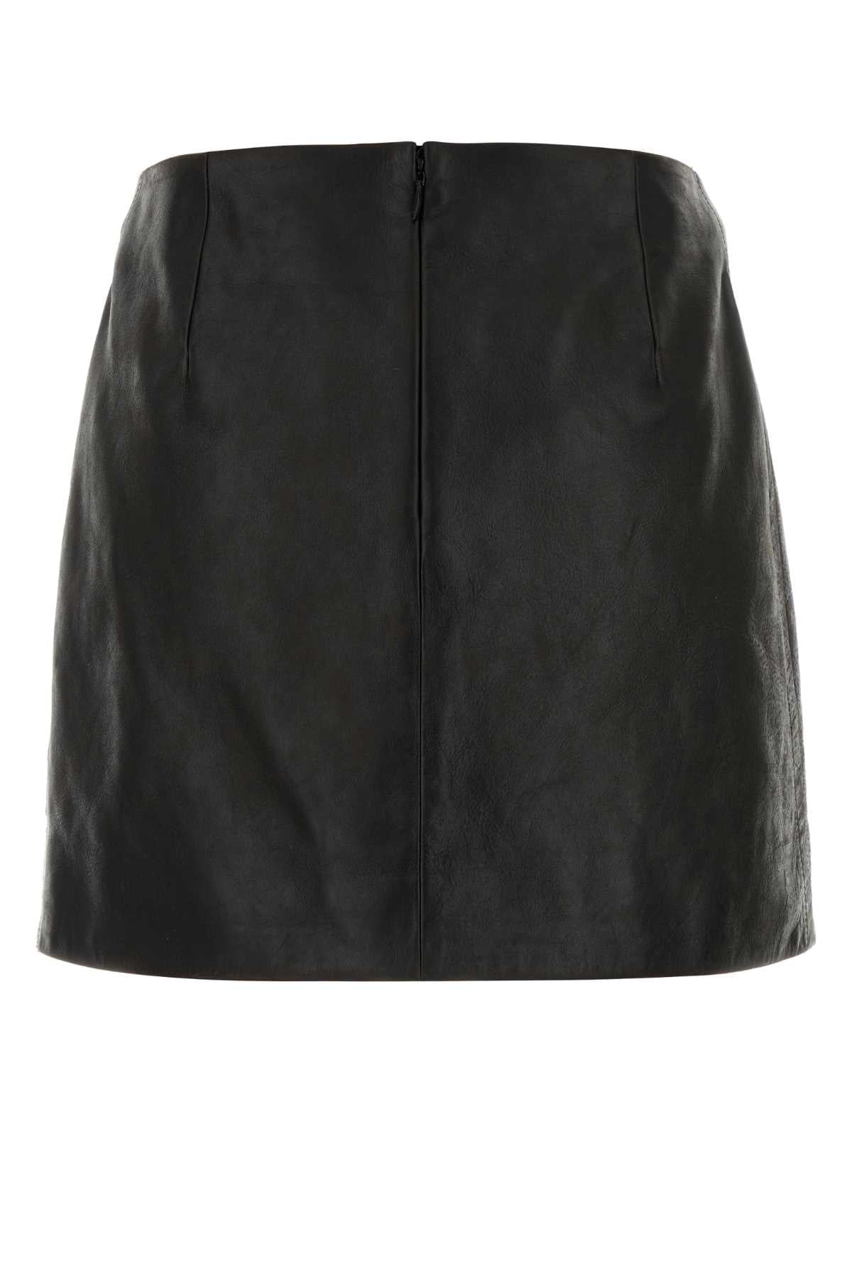 Gucci Women Black Leather Mini Skirt GUCCI