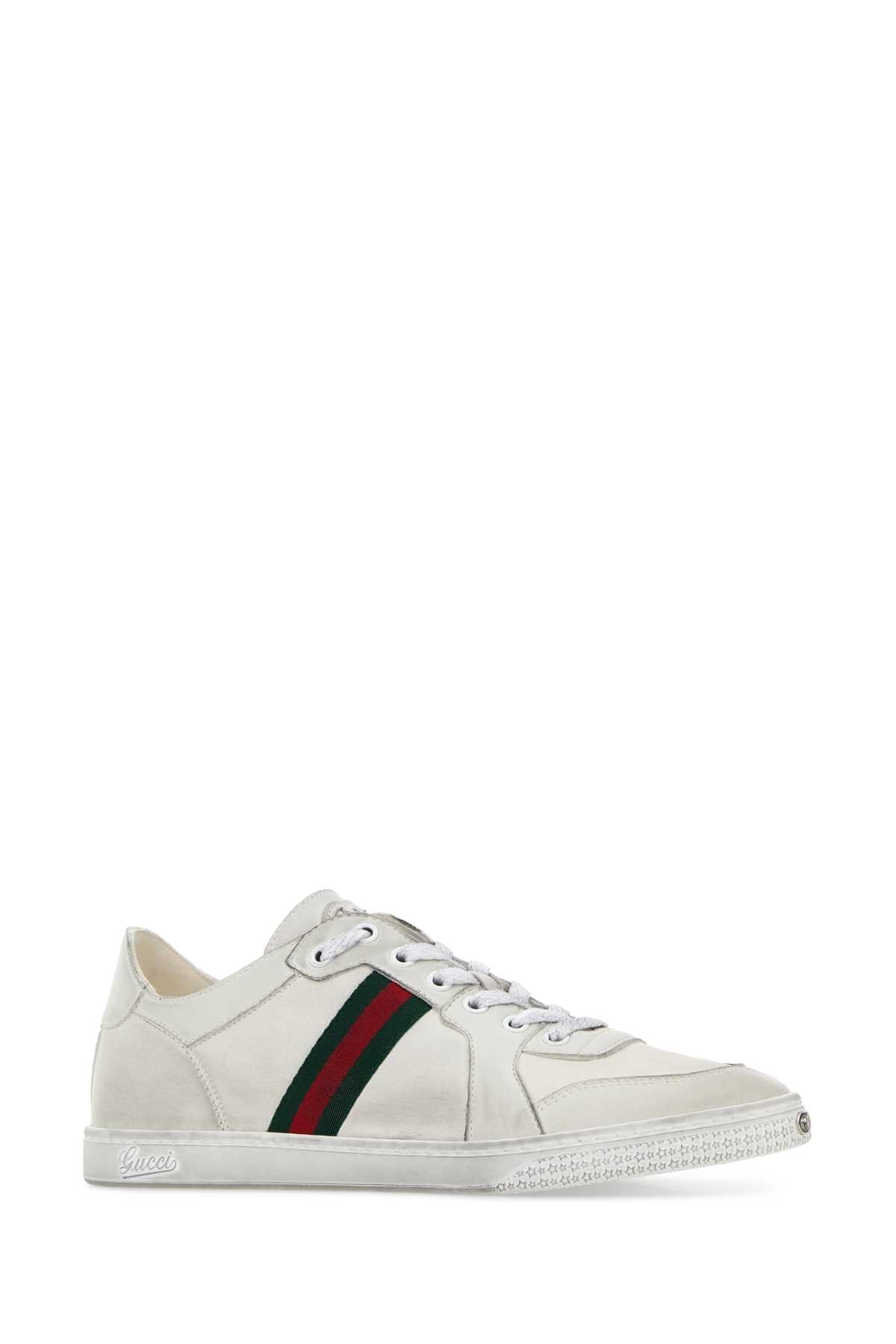 Gucci Women White Leather Stretch Sneakers GUCCI