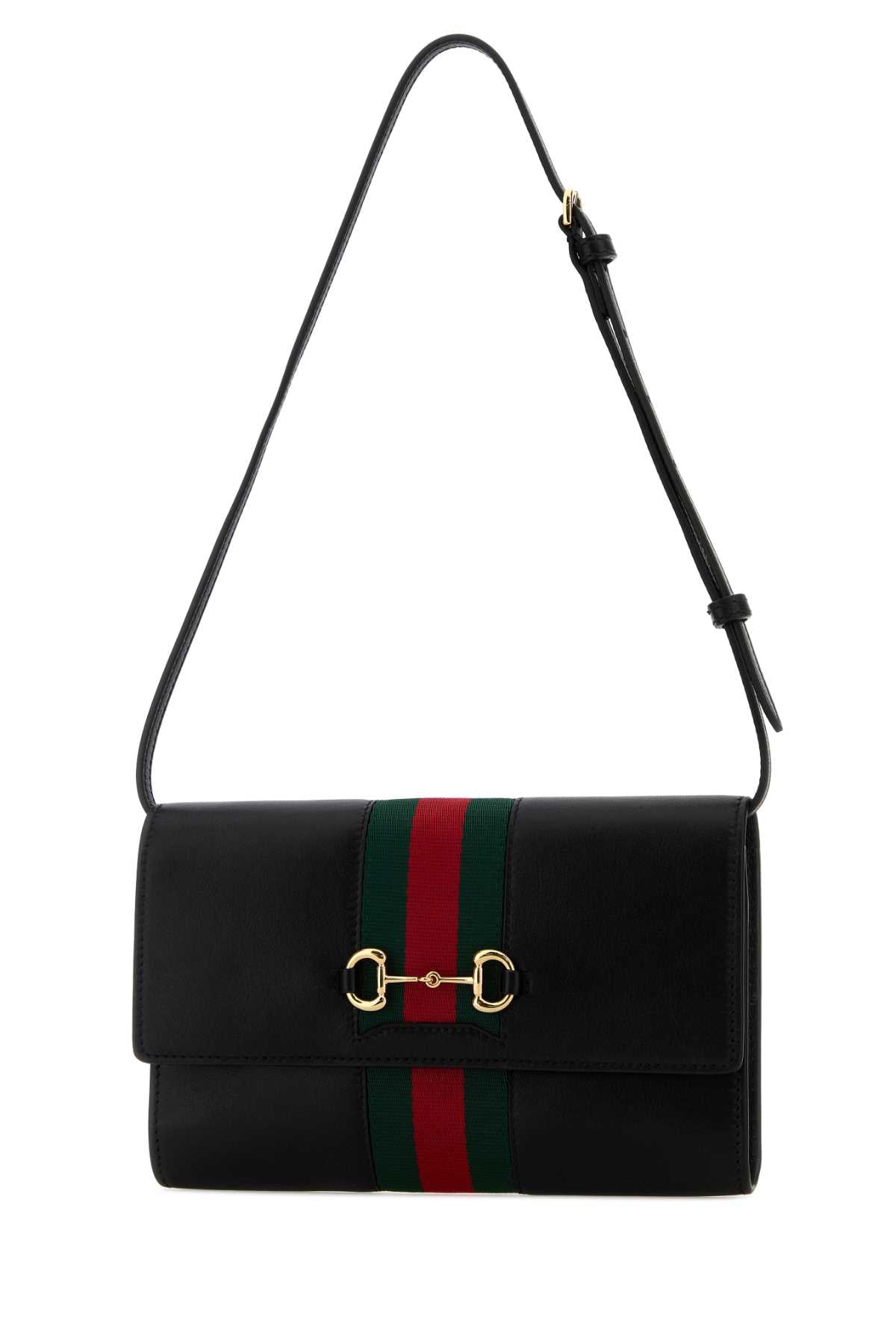 Gucci Women Black Leather Gucci Horsebit Web Wallet GUCCI