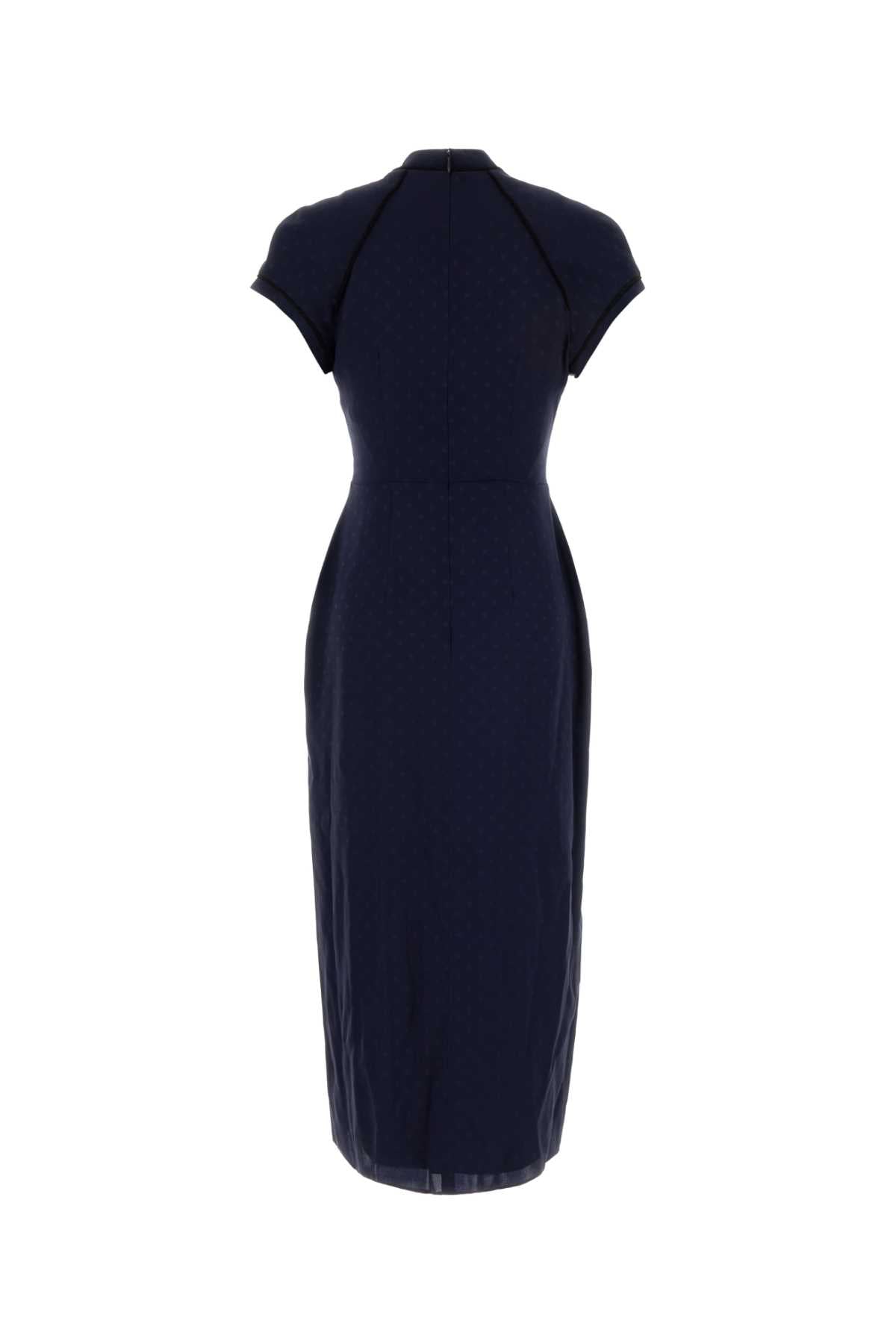 Alessandra Rich Women Navy Blue Silk Dress ALESSANDRA RICH