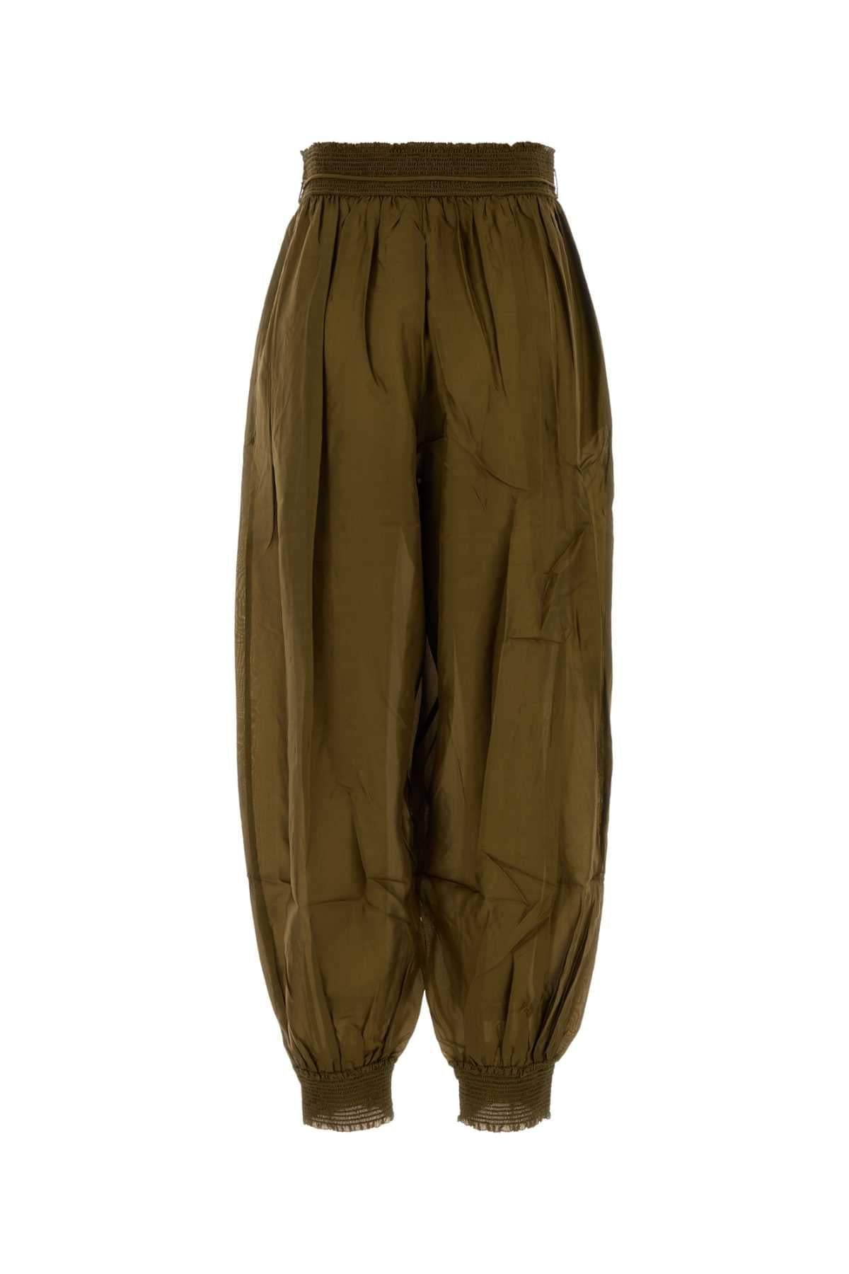 Zimmermann Women Olive Green Silk Mahon Pant ZIMMERMANN