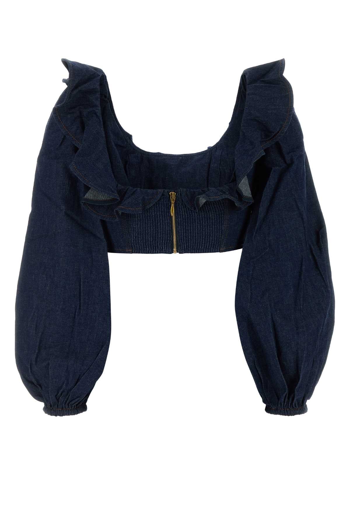 Zimmermann Women Blue Denim Aster Top ZIMMERMANN