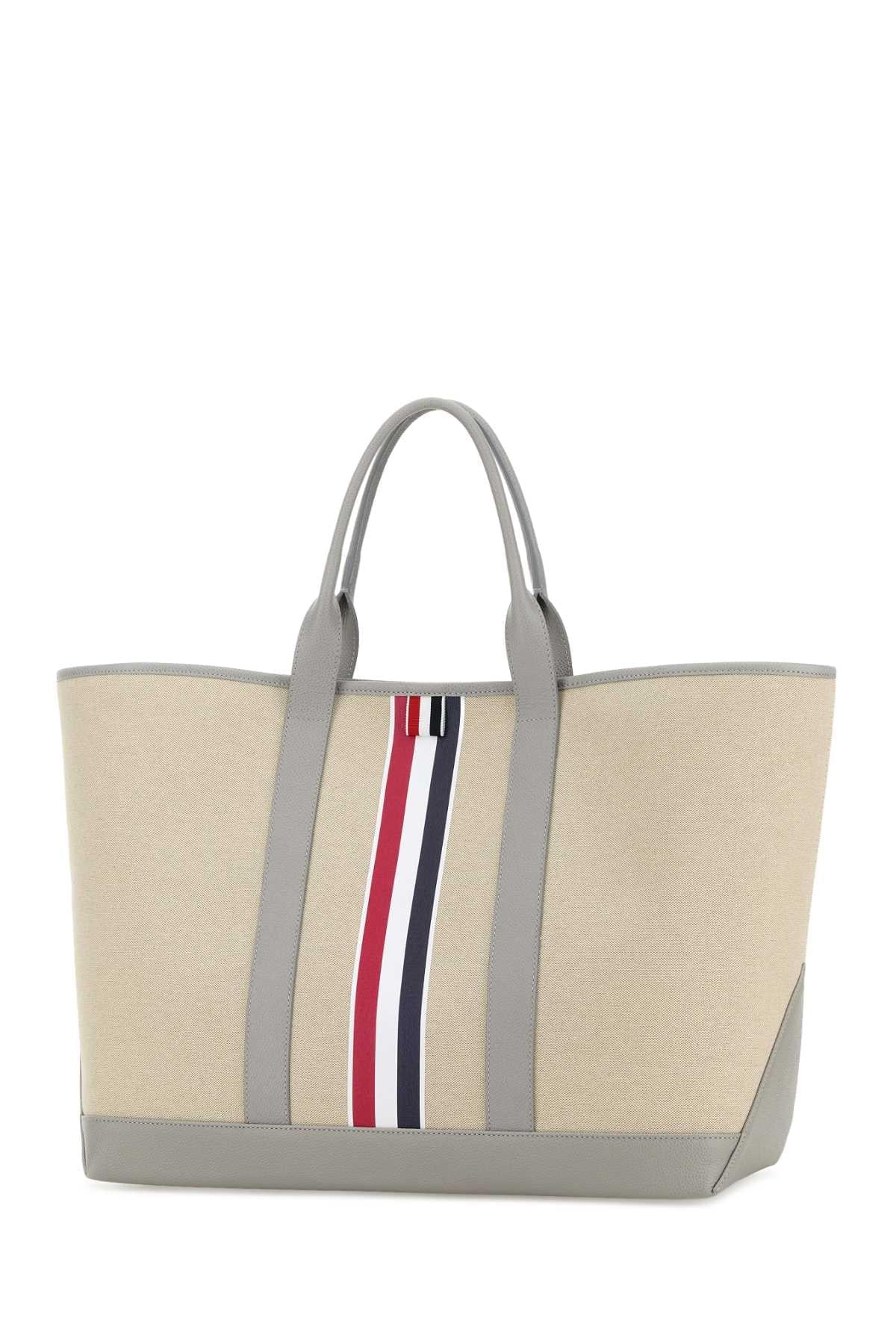 Thom Browne Men Sand Canvas Medium Shopping Bag THOM BROWNE