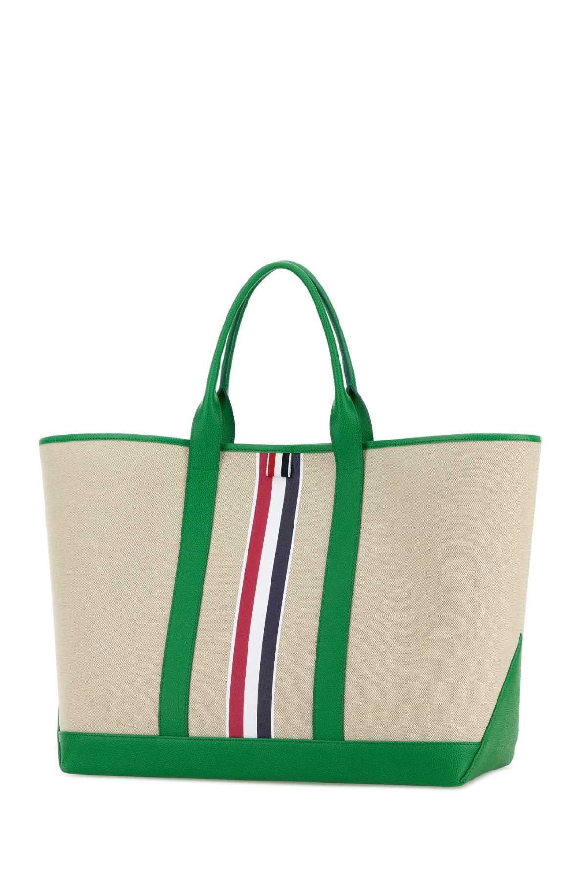 Thom Browne Men Sand Canvas Medium Shopping Bag THOM BROWNE