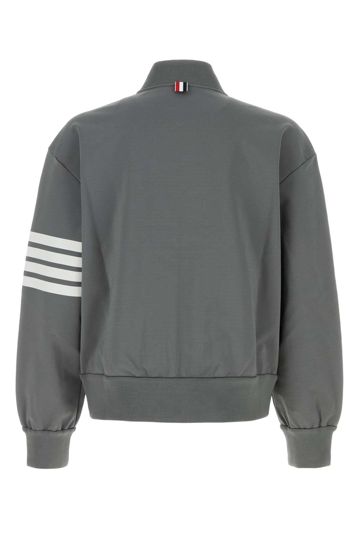 Thom Browne Men Grey Stretch Viscose Blend Bomber Jacket THOM BROWNE