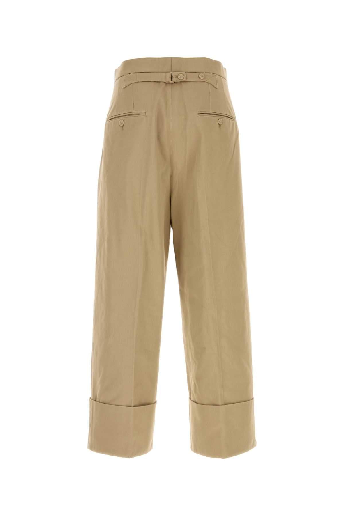 Thom Browne Men Beige Cotton Wide-Leg Pant THOM BROWNE
