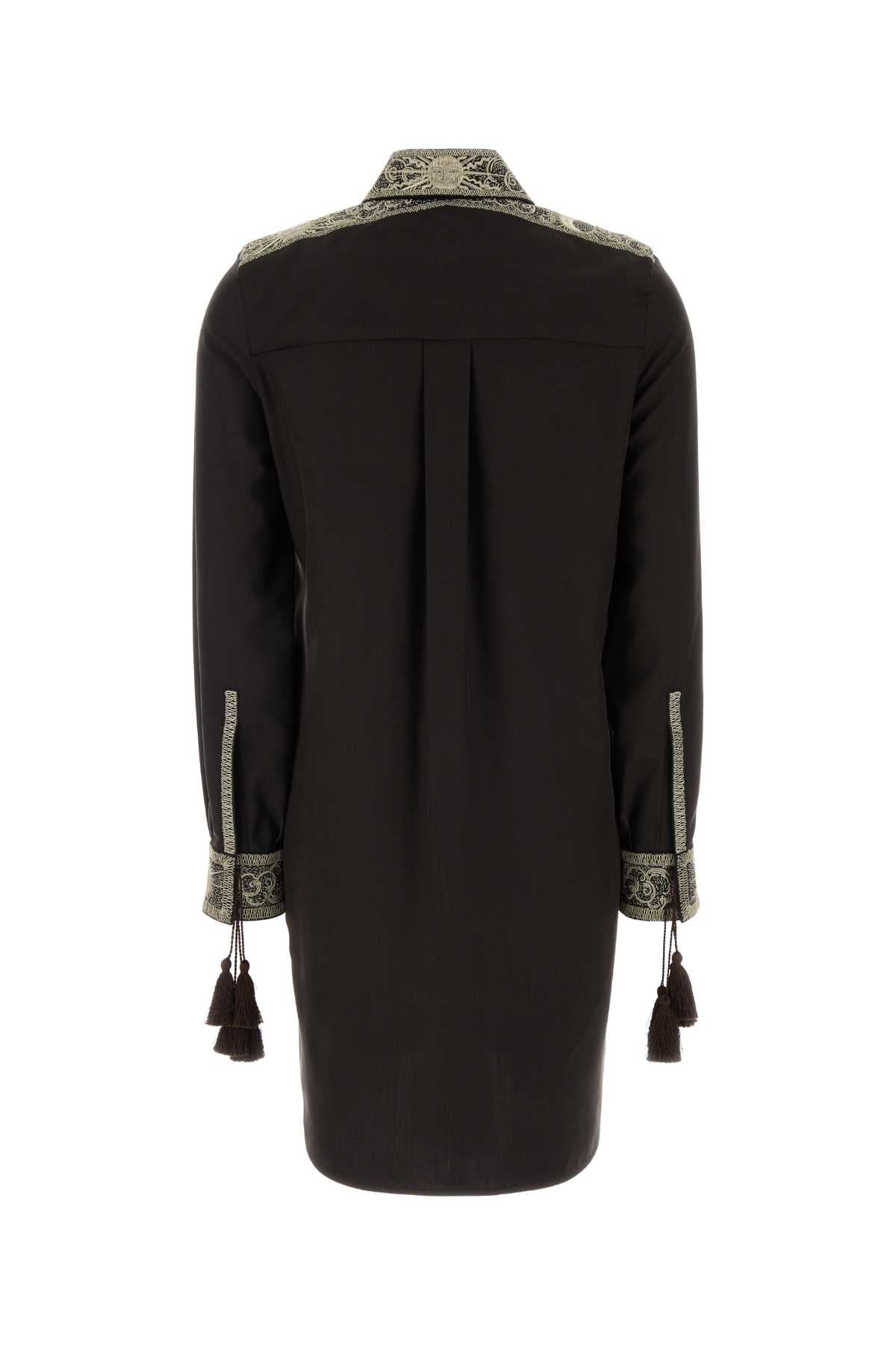 Burberry Women Chocolate Silk Shirt Dress BURBERRY