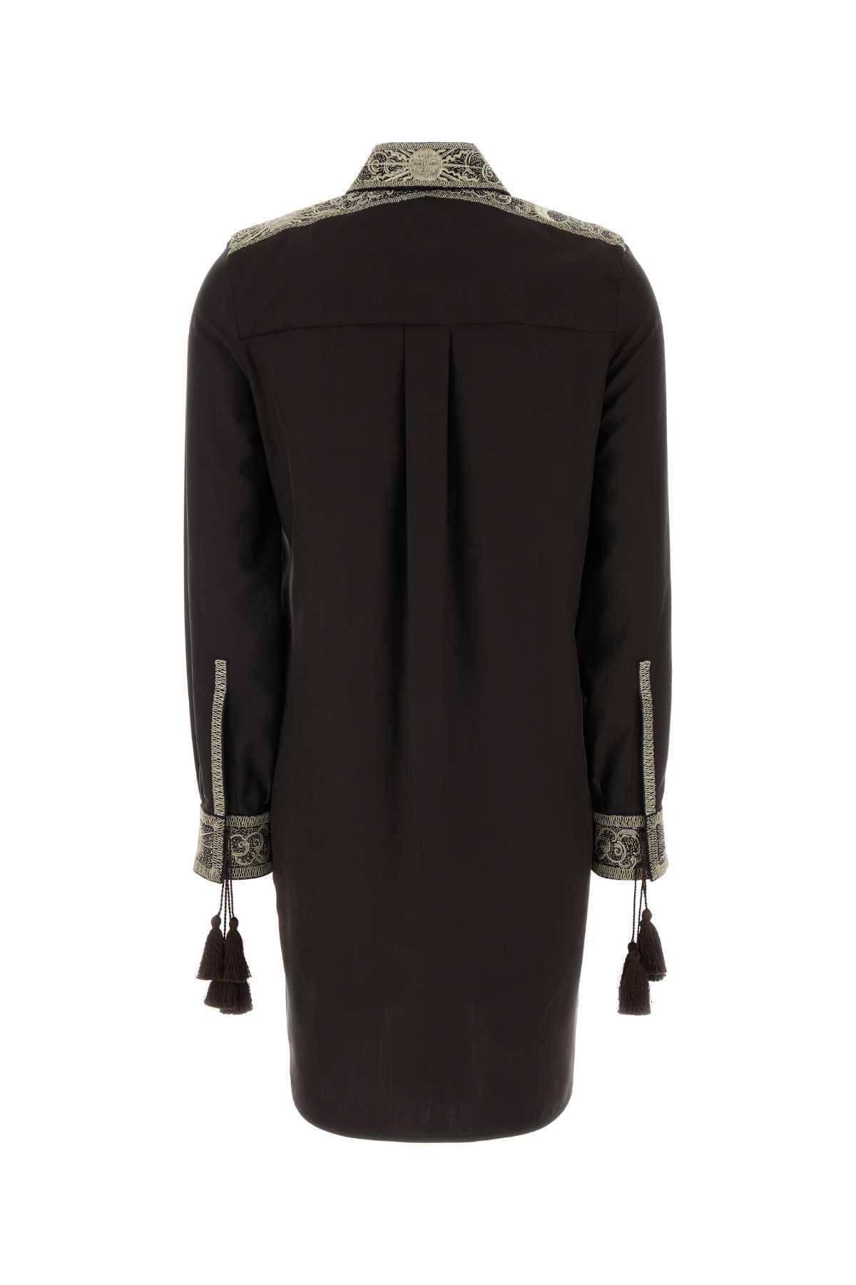 Burberry Women Chocolate Silk Shirt Dress BURBERRY