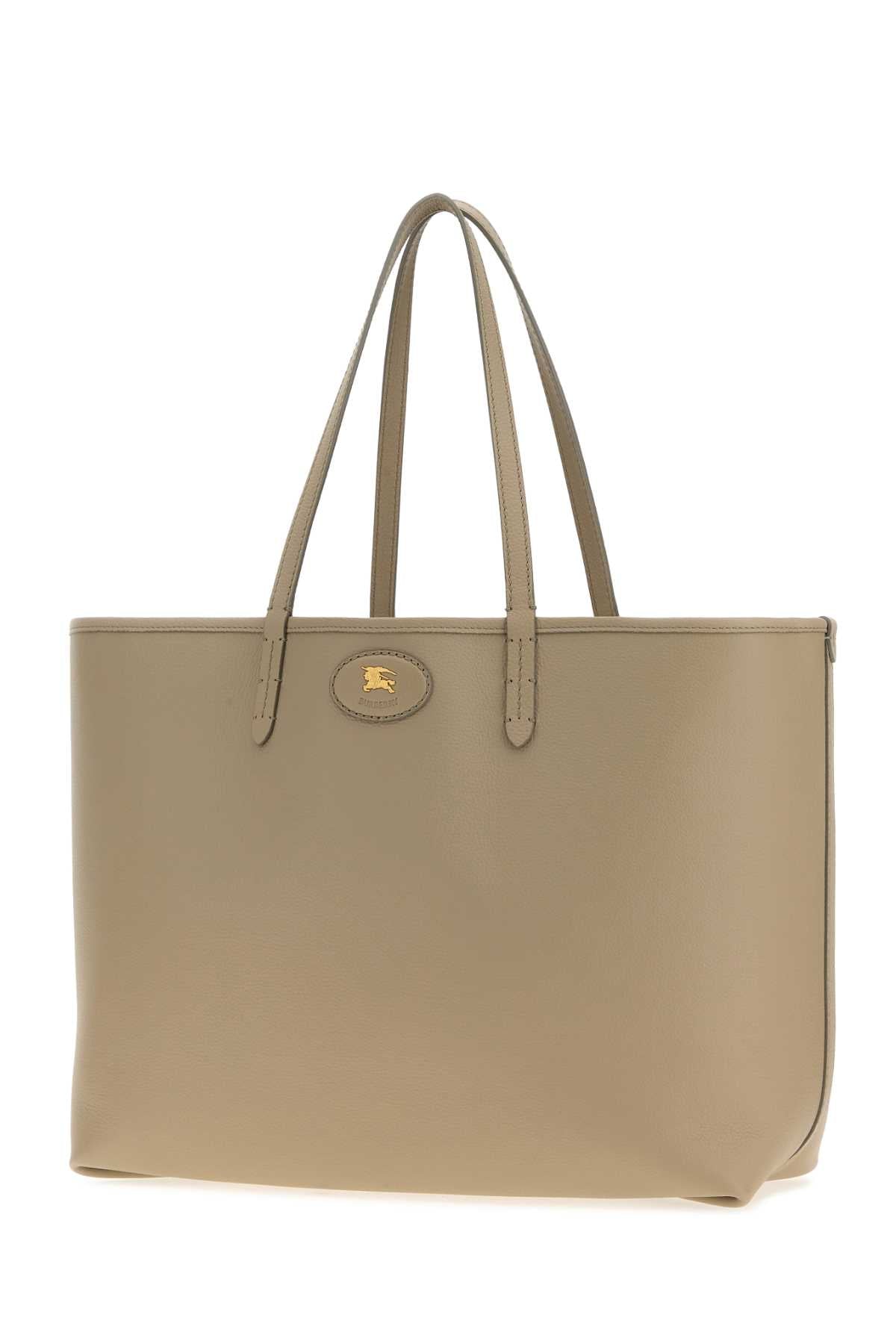 Burberry Women Dove Grey Leather Reversible Shopping Bag BURBERRY