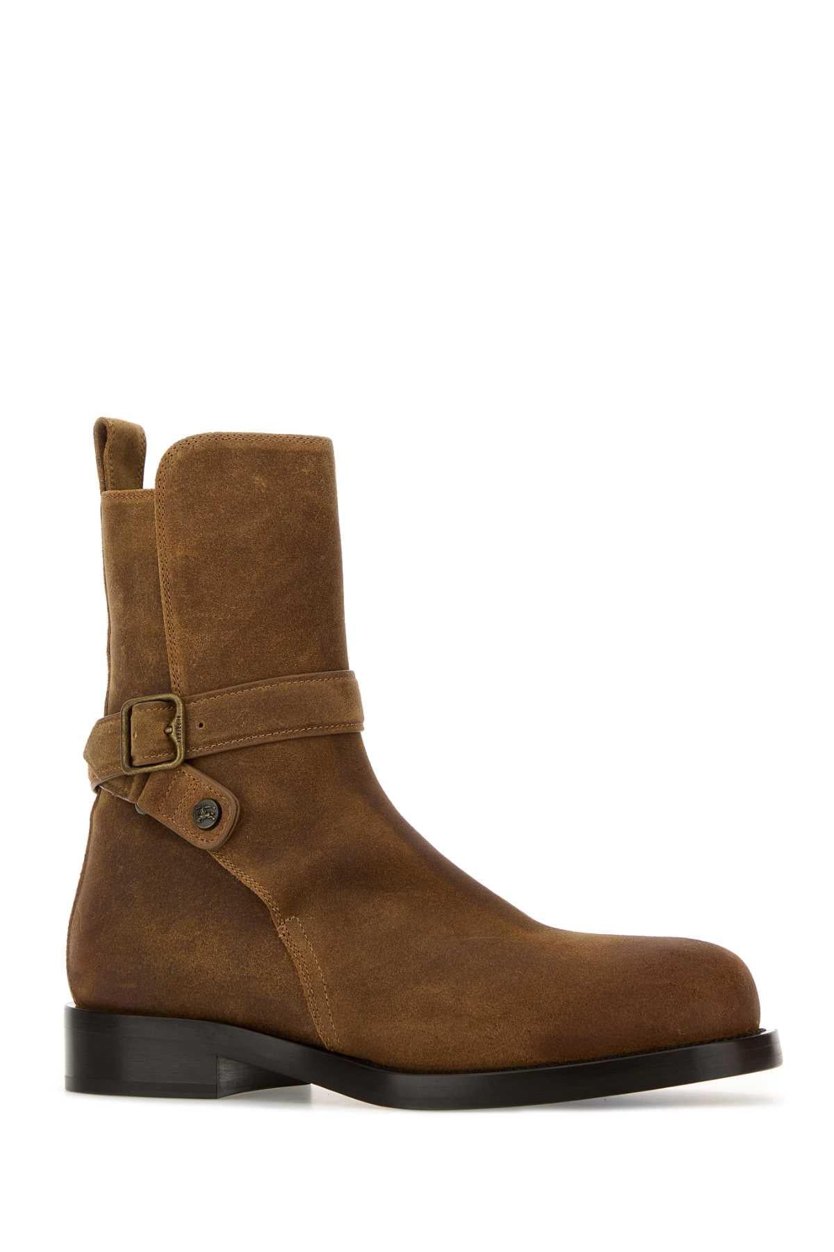Burberry Men Camel Suede Ledges Ankle Boots BURBERRY