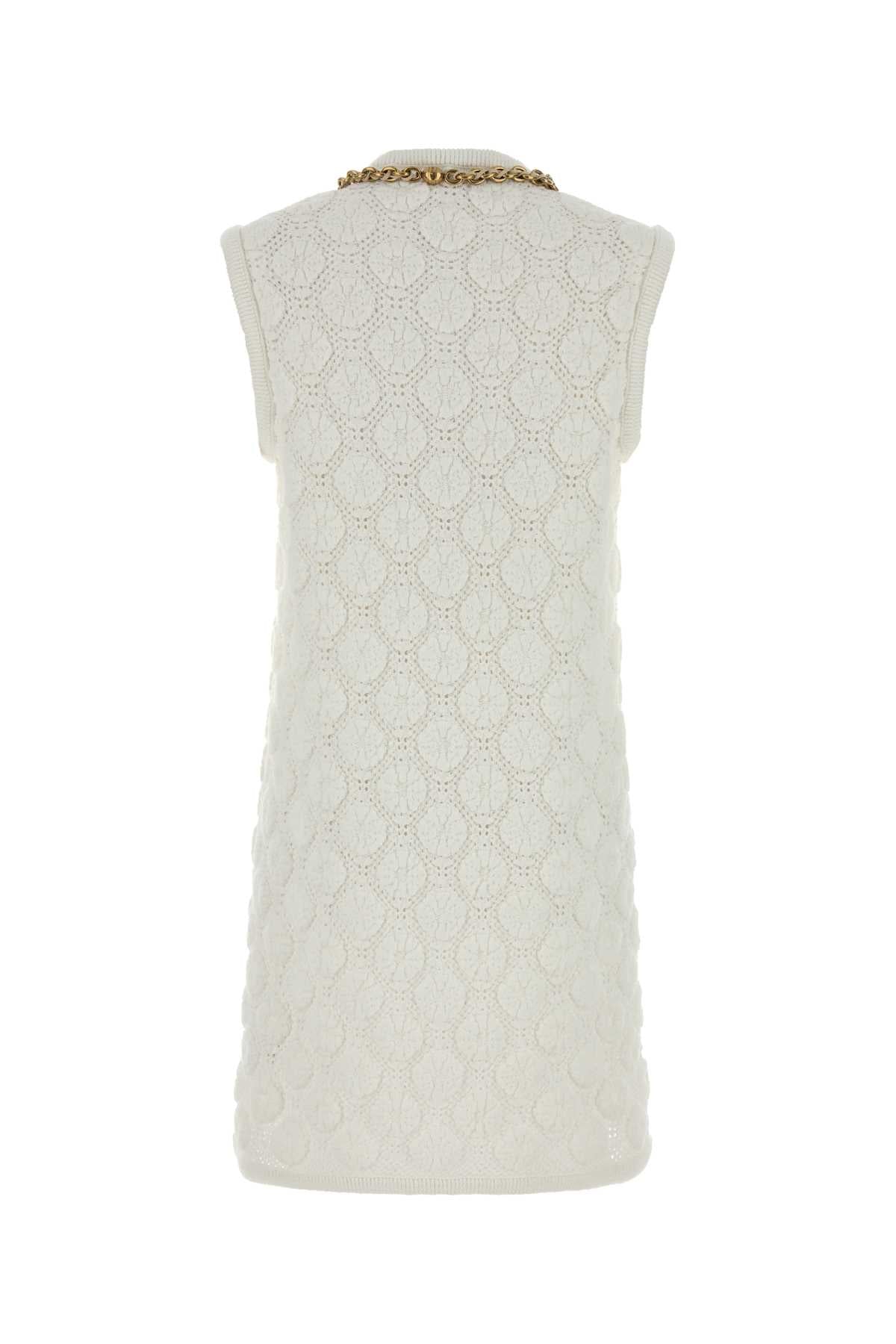 Burberry Women White Stretch Crochet Dress BURBERRY