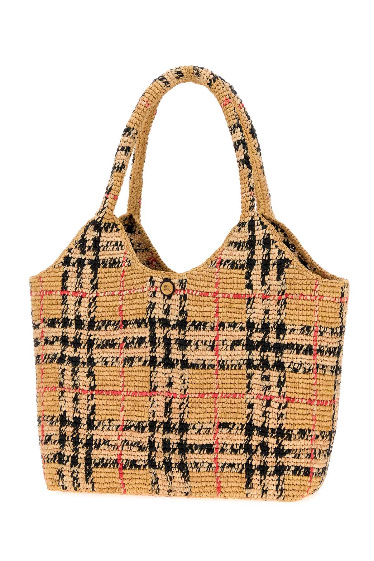 Burberry Women Embroidered Raffia Small Margrate Shopping Bag BURBERRY