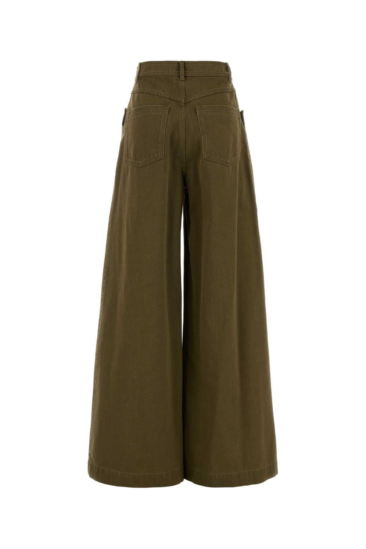 Max Mara Women Army Green Denim Alamaro Wide-Leg Jeans MAX MARA